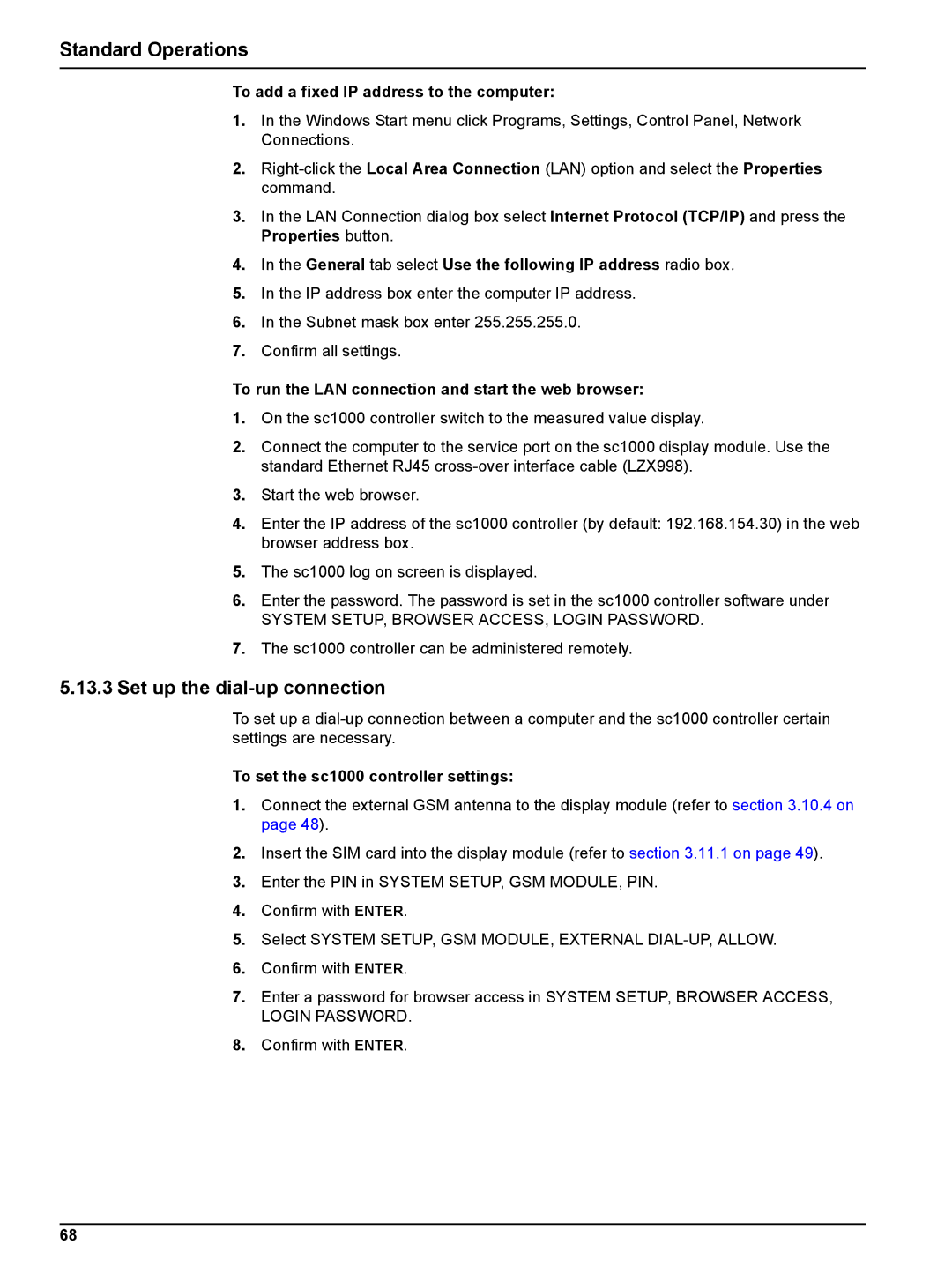 Hach sc1000 user manual Set up the dial-up connection, To add a fixed IP address to the computer 