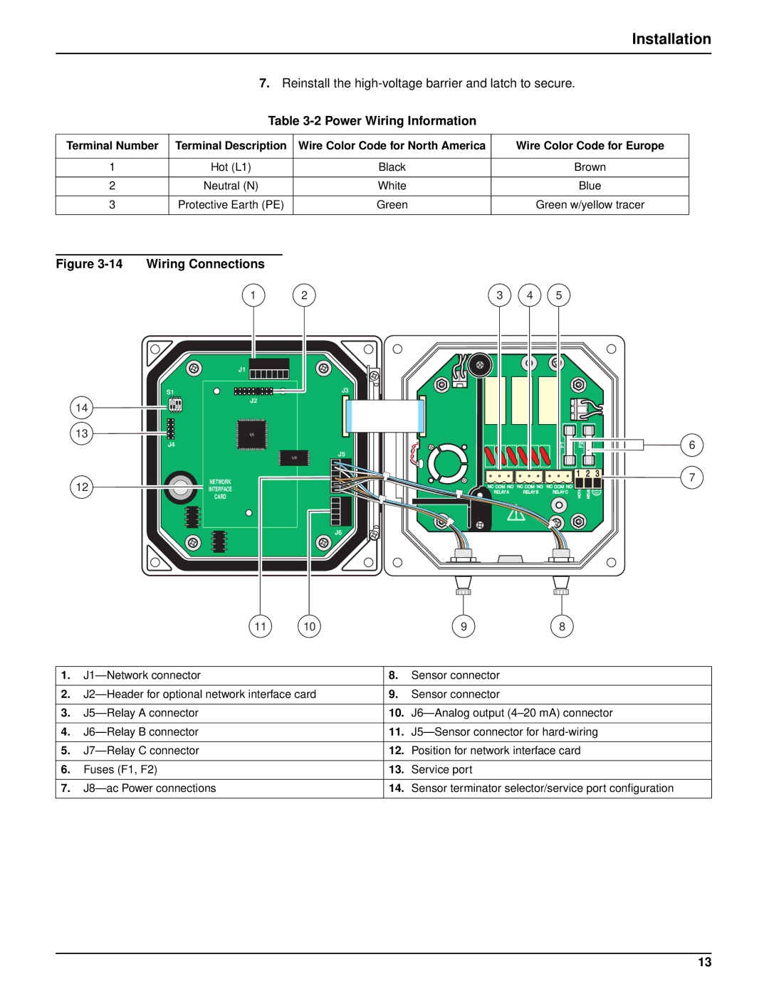 Hach sc100TM installation manual Power Wiring Information, Wiring Connections 