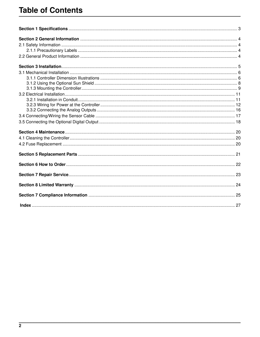 Hach sc100TM installation manual Table of Contents 