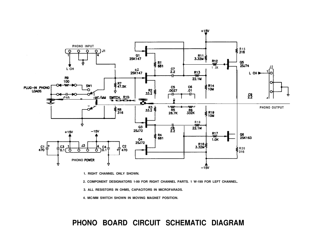 Hafler 0915P manual Phono Board Circuit Schematic Diagram 