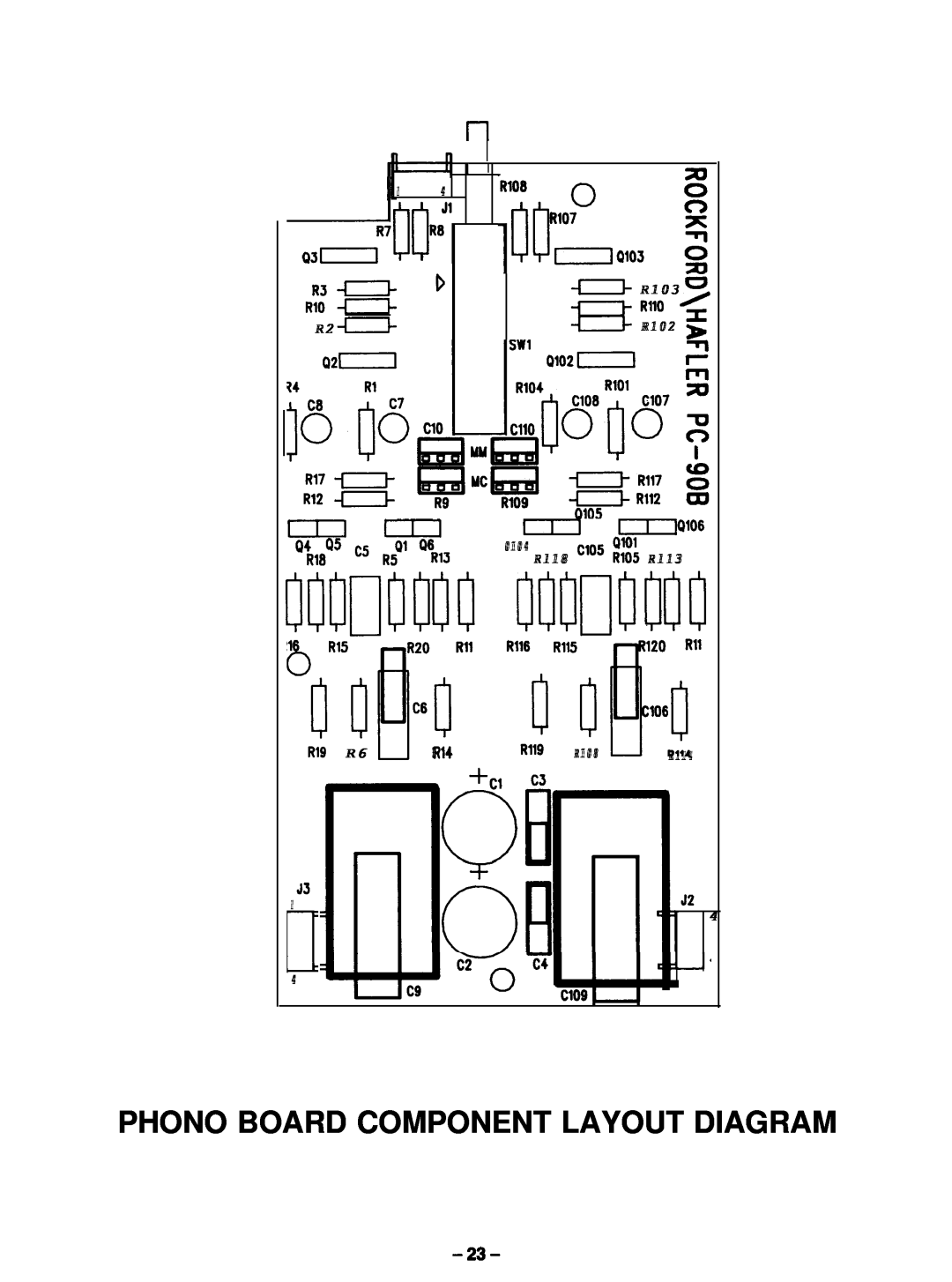 Hafler 0915P manual Phono Board Component Layout Diagram 