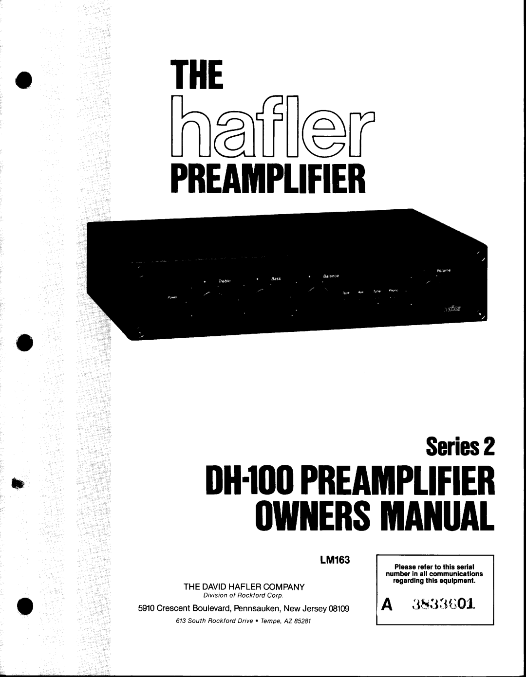 Hafler DH-100 manual 