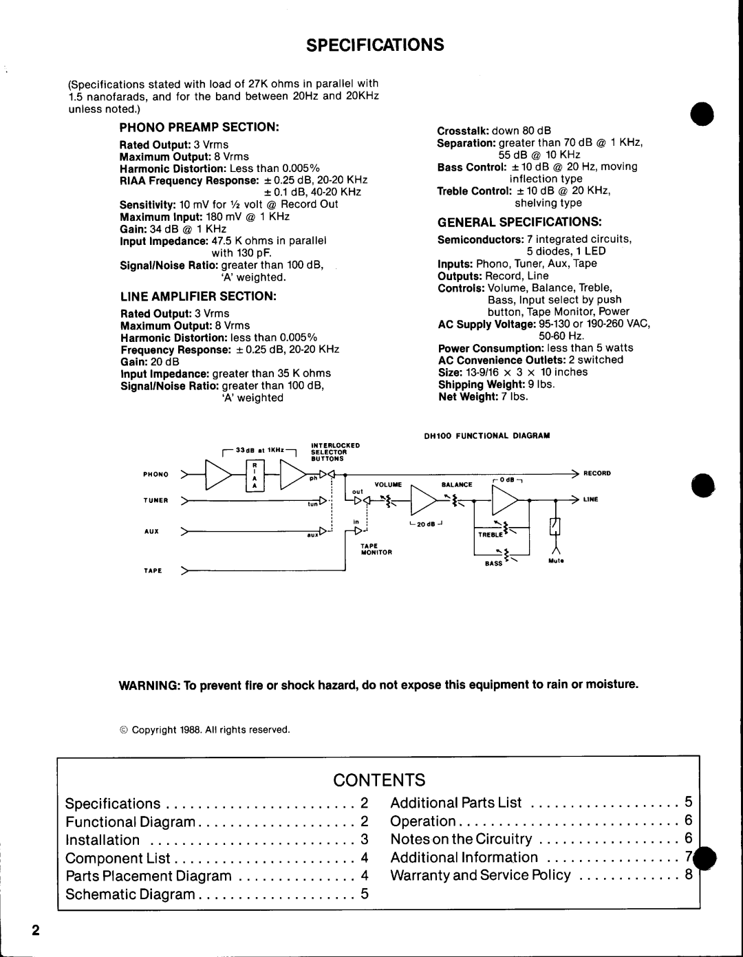 Hafler DH-100 manual 