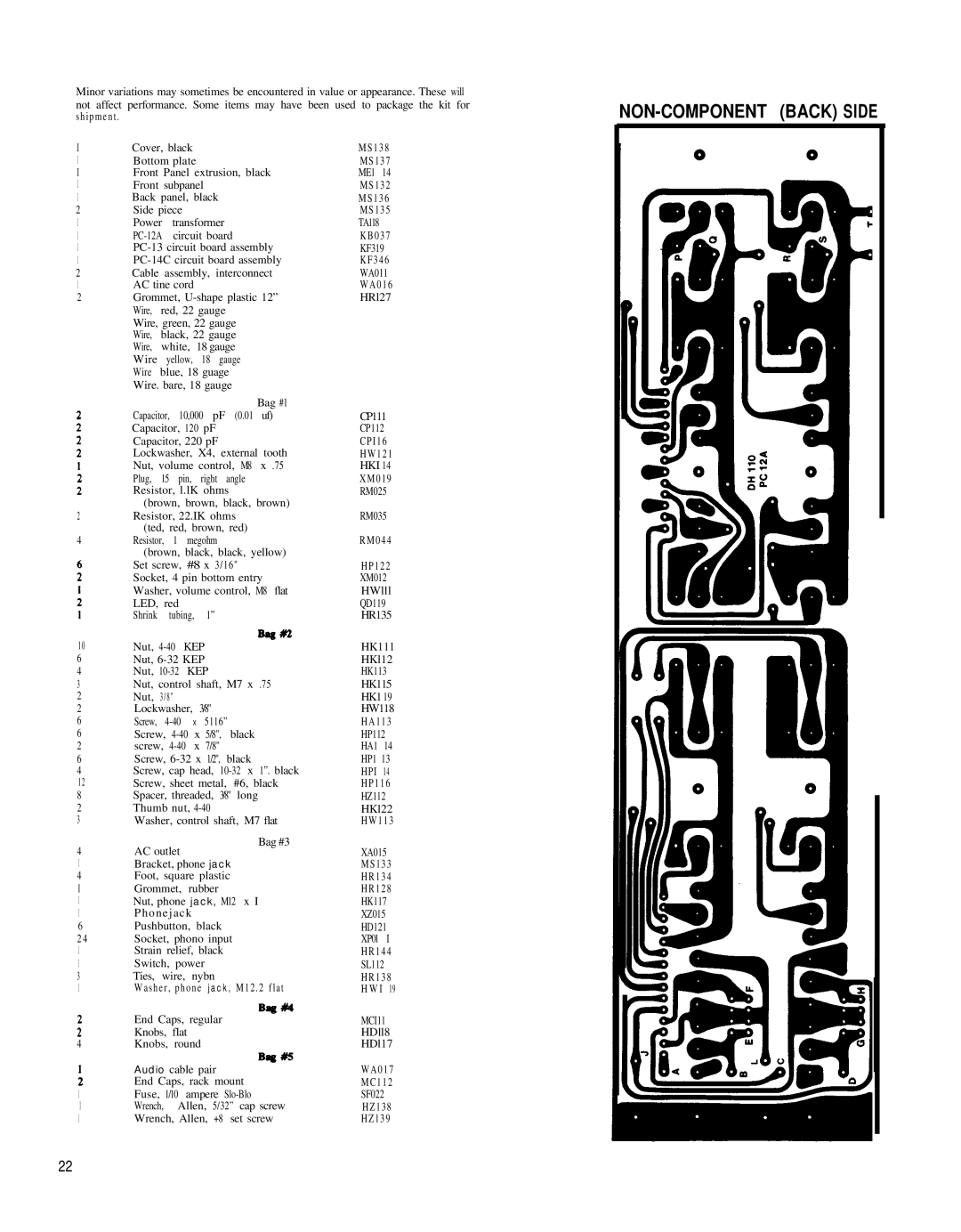 Hafler DH-110 manual NON-COMPONENT Back Side 