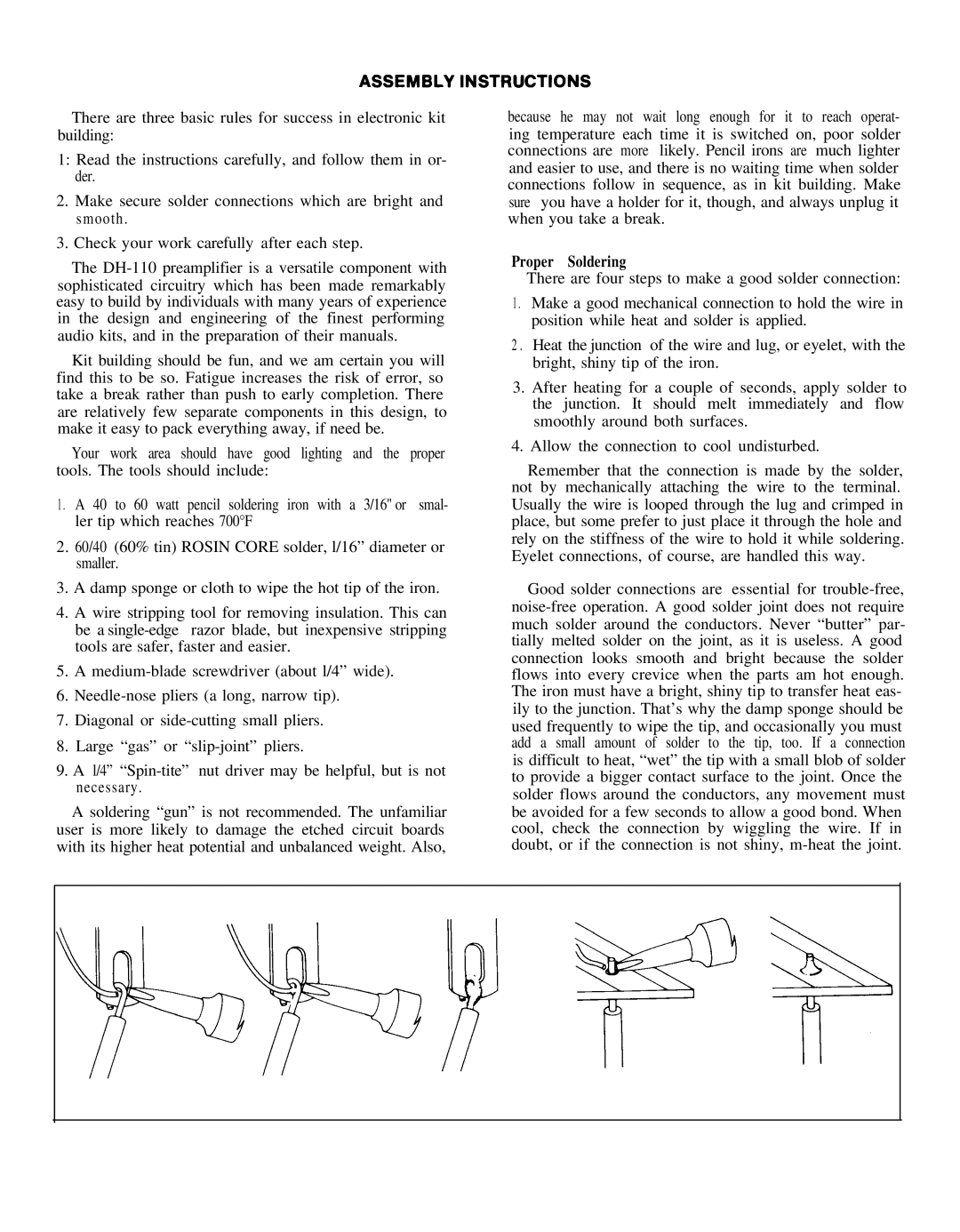 Hafler DH-110 manual Proper Soldering 