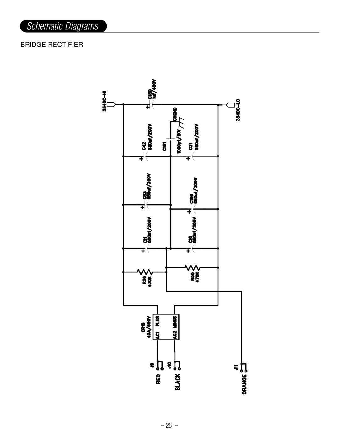 Hafler GX2300CE, GX2600CE manual Schematic Diagrams, Bridge Rectifier 