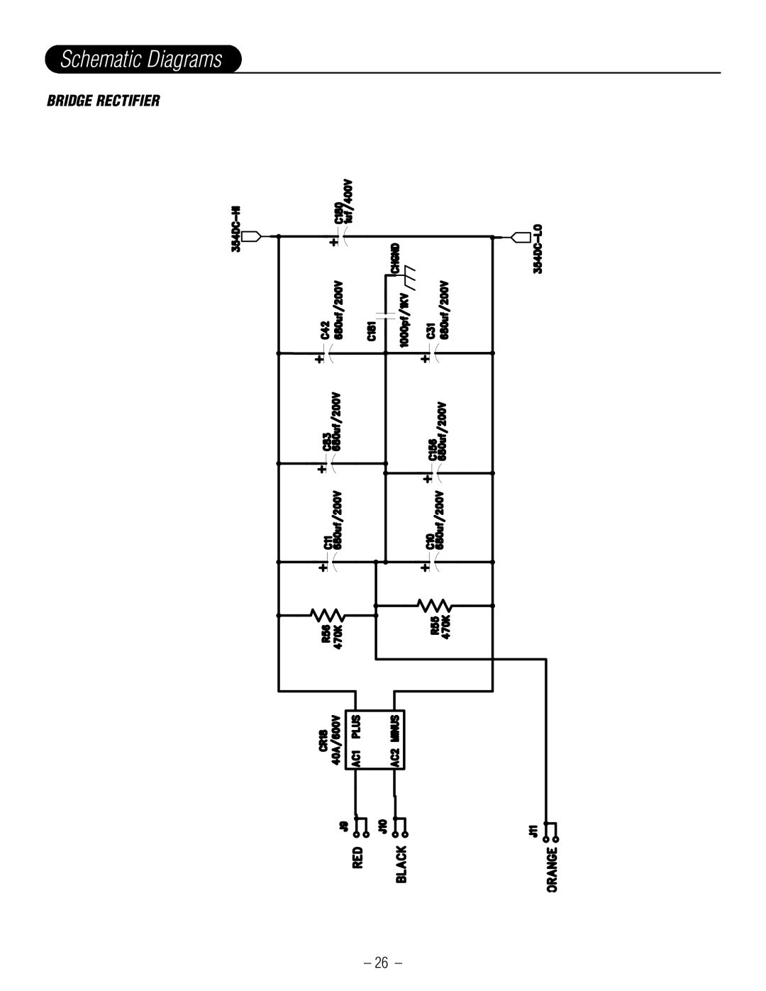 Hafler GX2300CE, GX2600CE manual Schematic Diagrams, Bridge Rectifier 