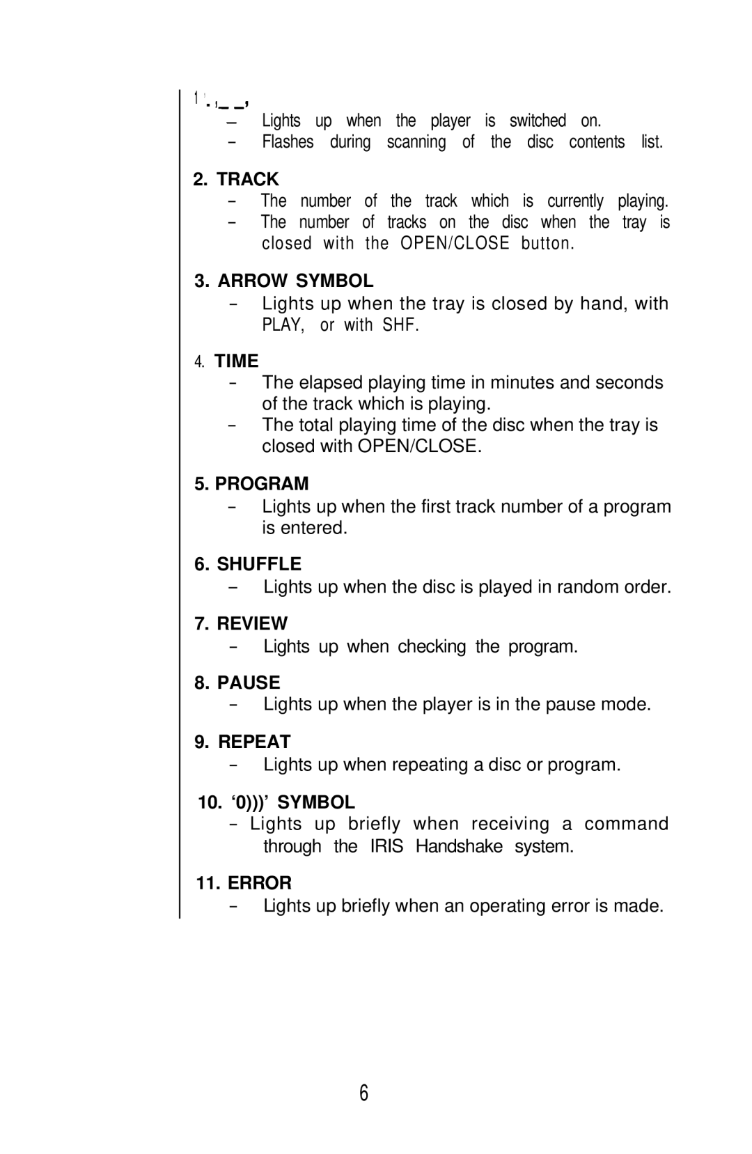 Hafler IRIS COMPACT DISC PLAYER owner manual Arrow Symbol 