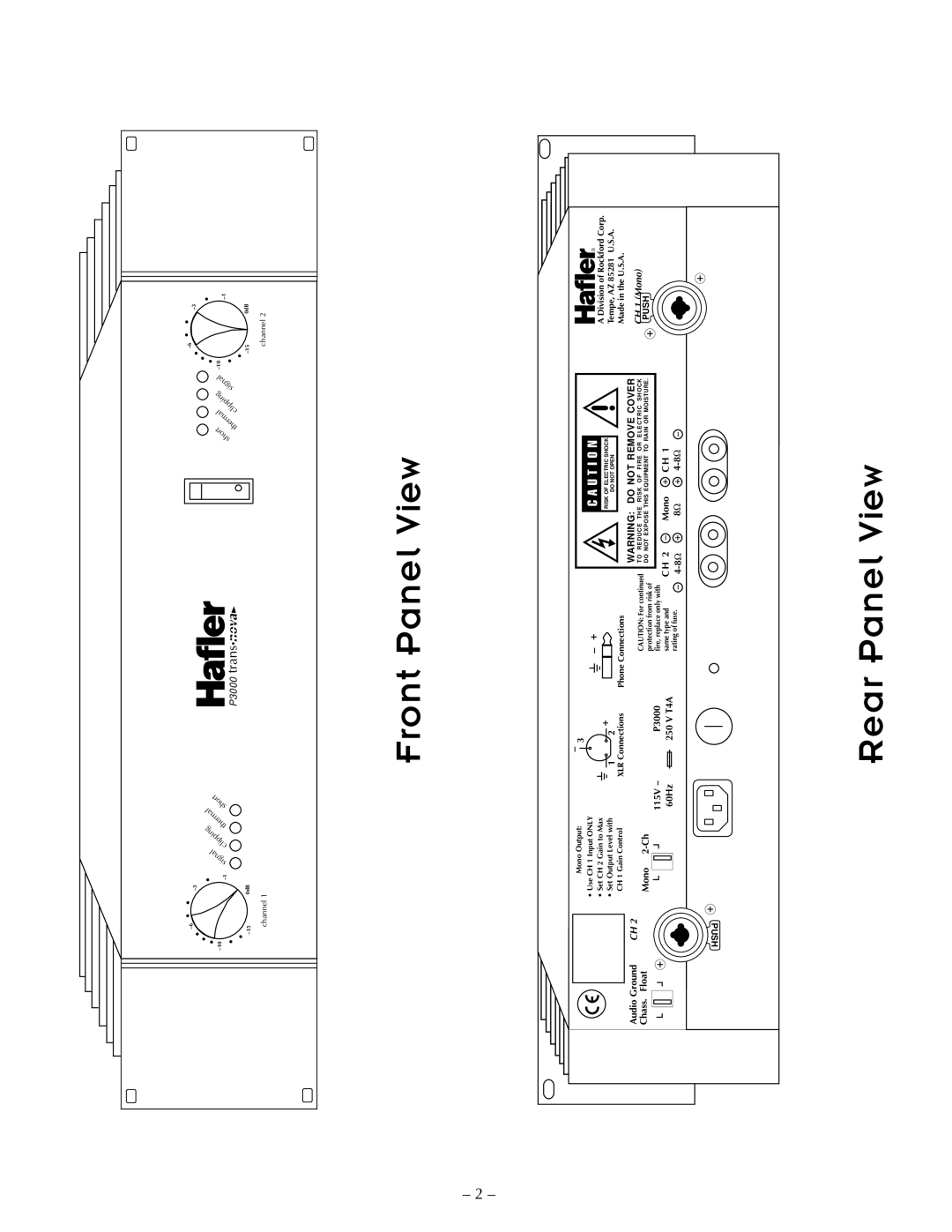 Hafler P3000, P1500 manual Front Panel View 