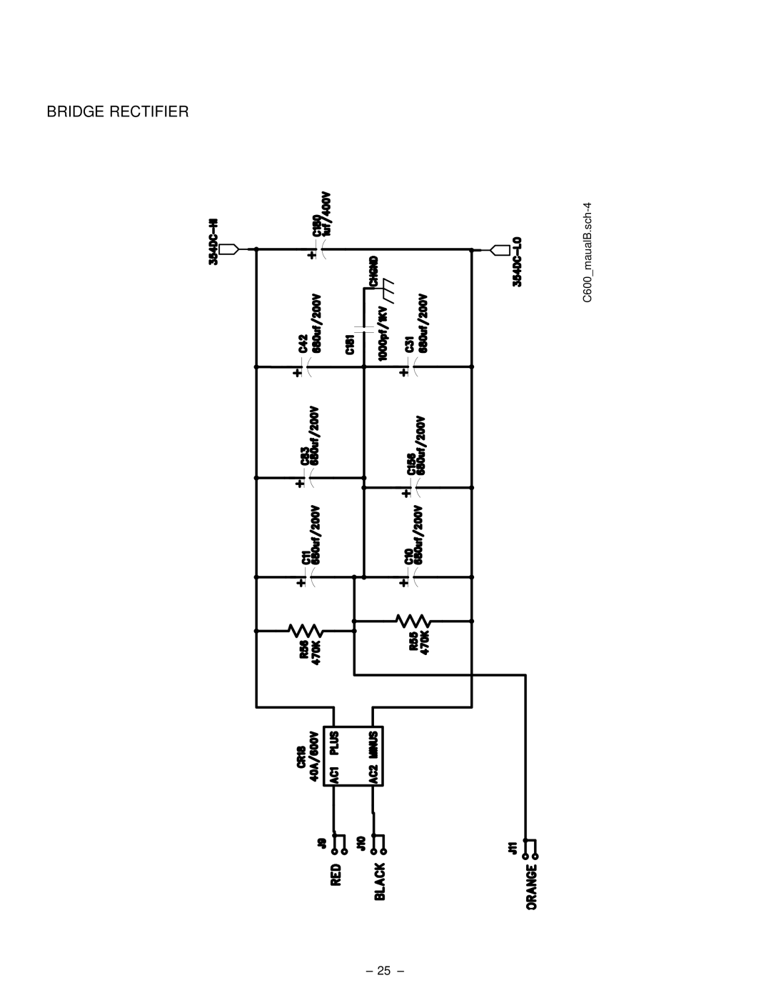 Hafler SR2600, SR2300 owner manual Bridge Rectifier 