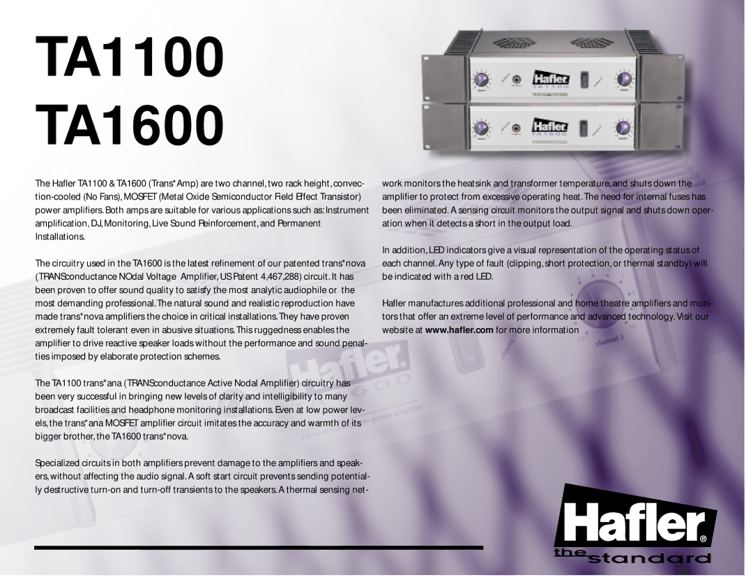 Hafler manual TA1100 TA1600 