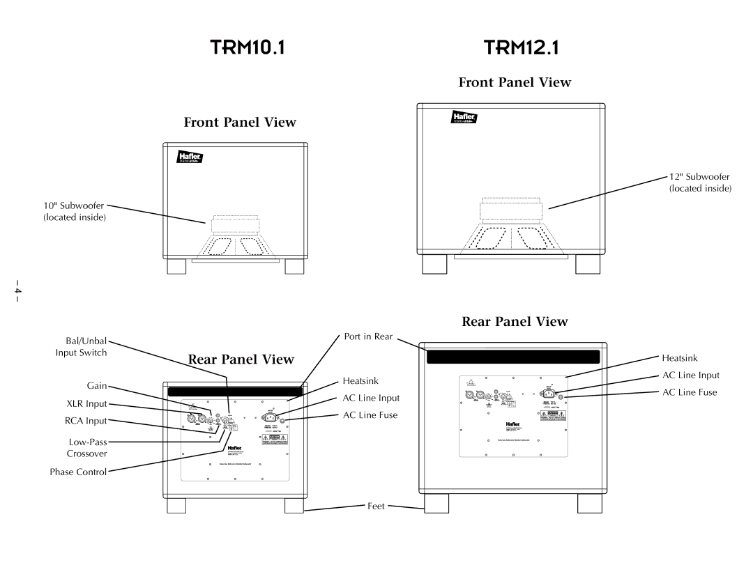 Hafler TRM12.1 manual TRM10.1 
