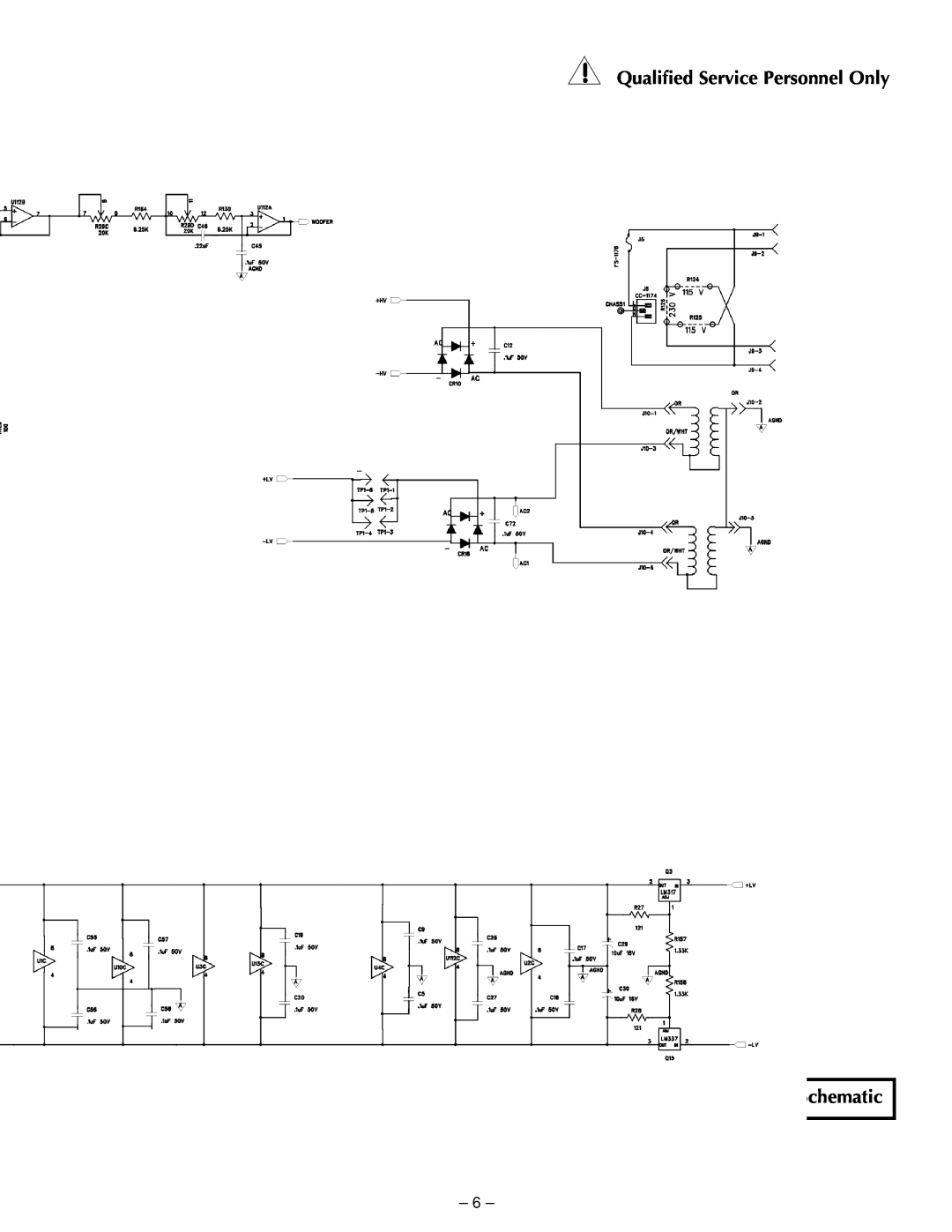 Hafler TRM12.1, TRM10.1 manual Qualified Service Personnel Only, Input Circuit / Power Supply Schematic 