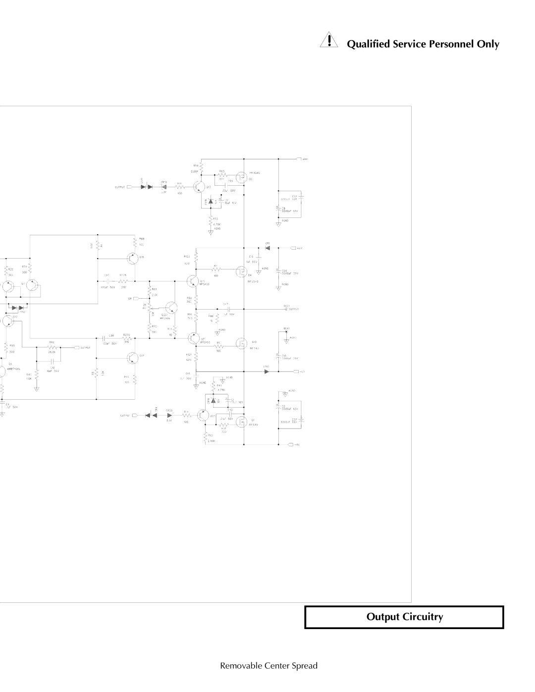 Hafler TRM10S, TRM12S manual Qualified Service Personnel Only Output Circuitry 