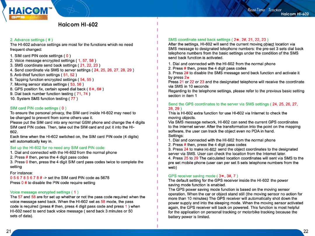 Haicom HI-602 manual 