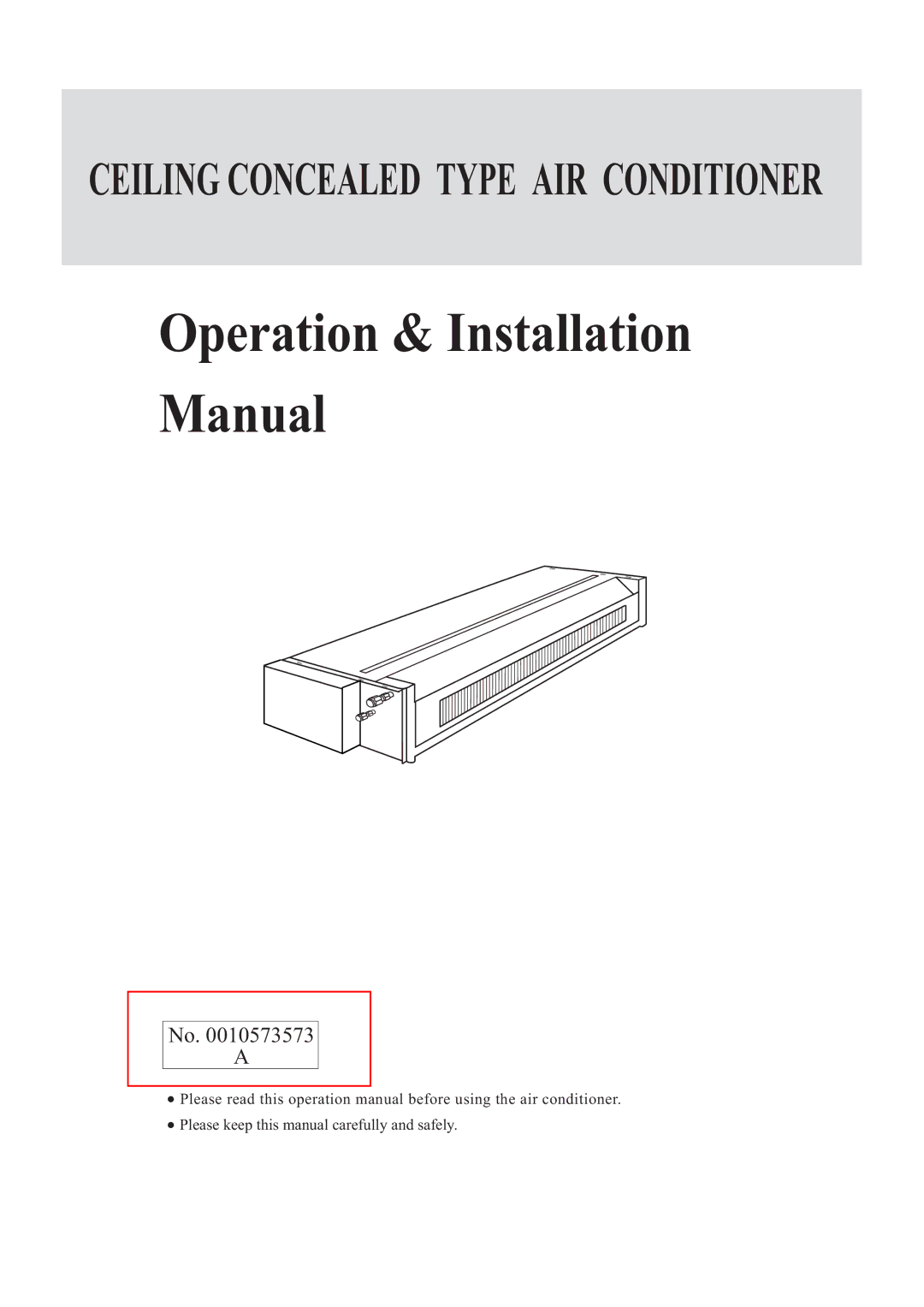 Haier 0010573573 operation manual Operation & Installation Manual 