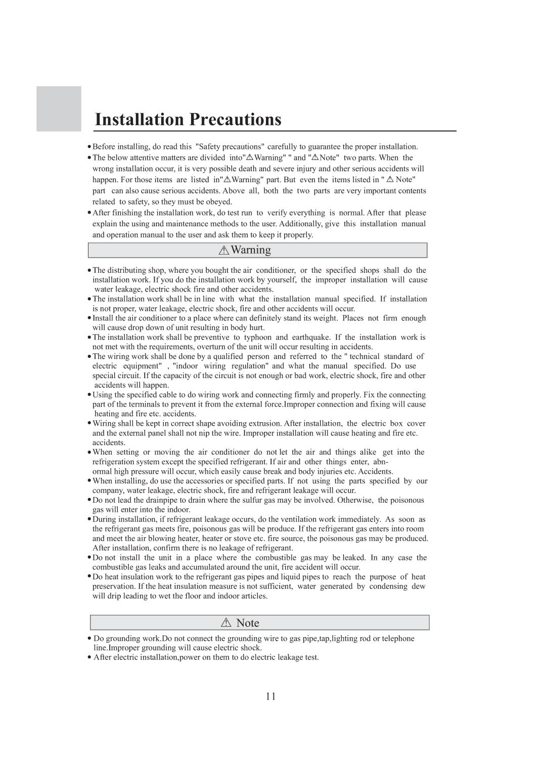 Haier 0010573573 operation manual Installation Precautions 