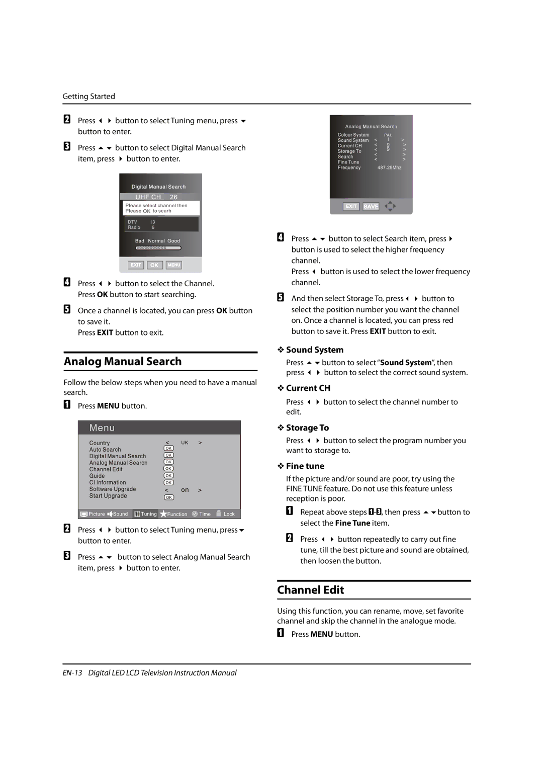 Haier 0090504932V manual Analog Manual Search, Channel Edit 