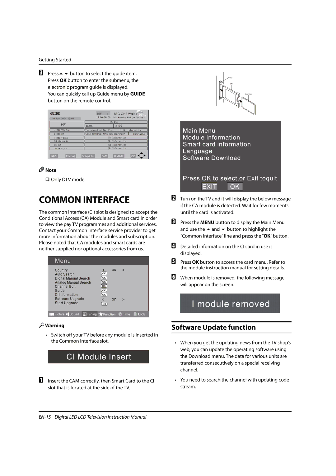 Haier 0090504932V manual Common Interface, Software Update function, Getting Started 