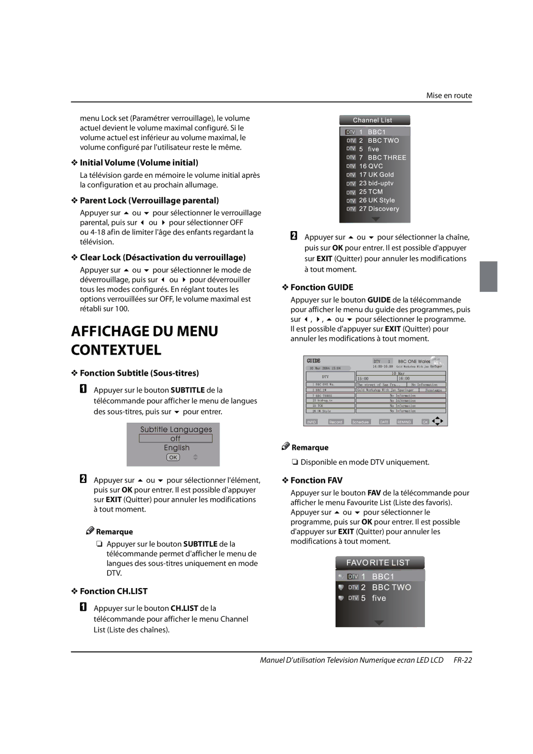 Haier 0090504932V manual Initial Volume Volume initial, Parent Lock Verrouillage parental, Fonction Subtitle Sous-titres 