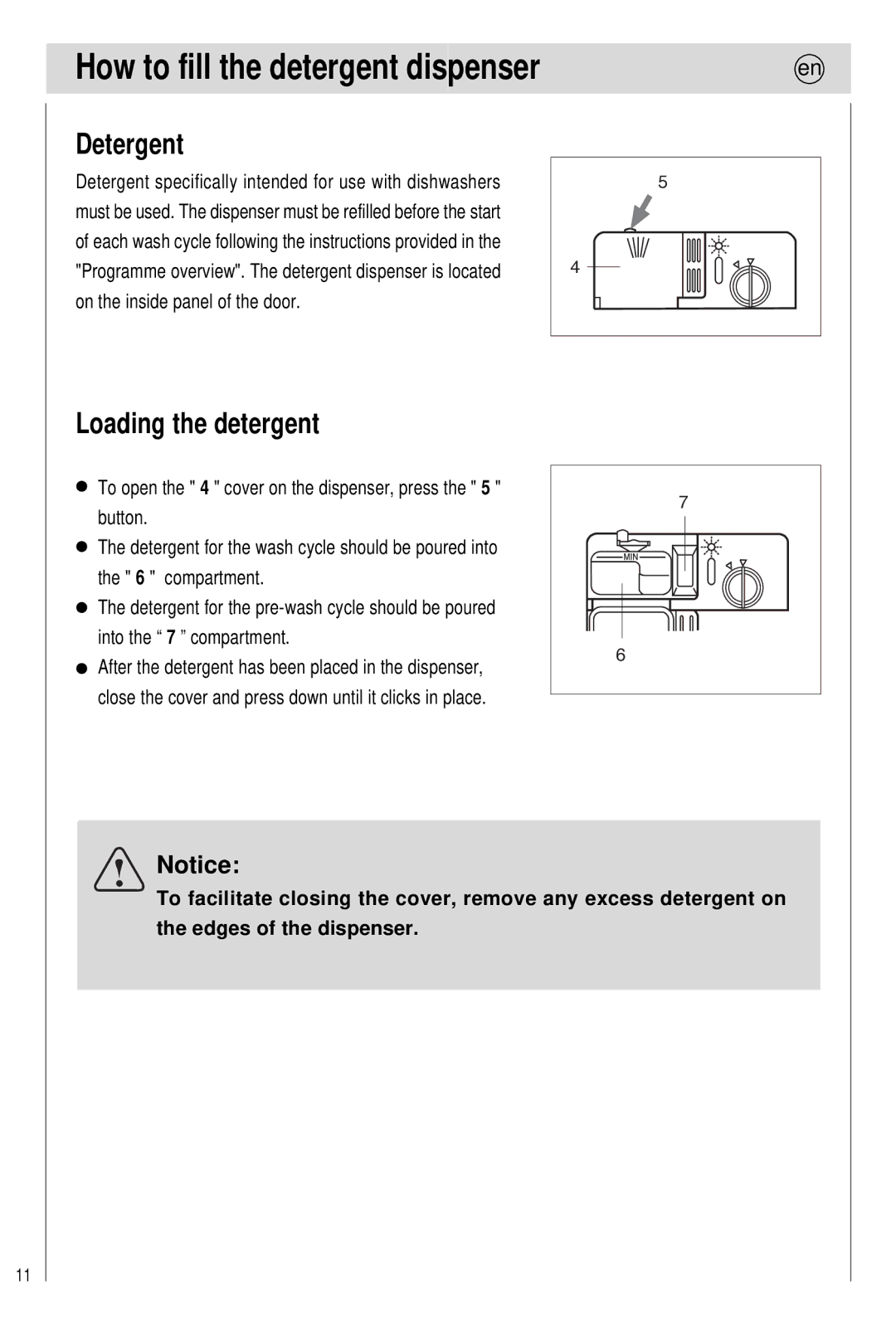 Haier 0120505609 manual How to fill the detergent dispenser, Detergent, Loading the detergent 