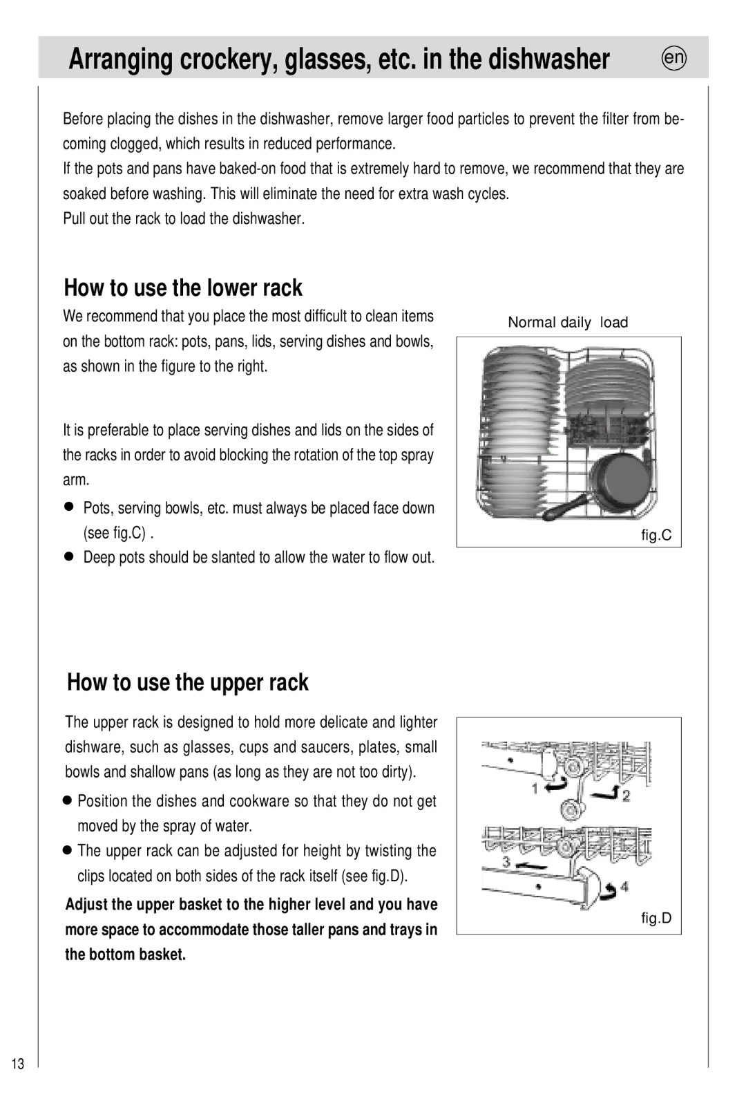 Haier 0120505609 Arranging crockery, glasses, etc. in the dishwasher, How to use the lower rack, How to use the upper rack 