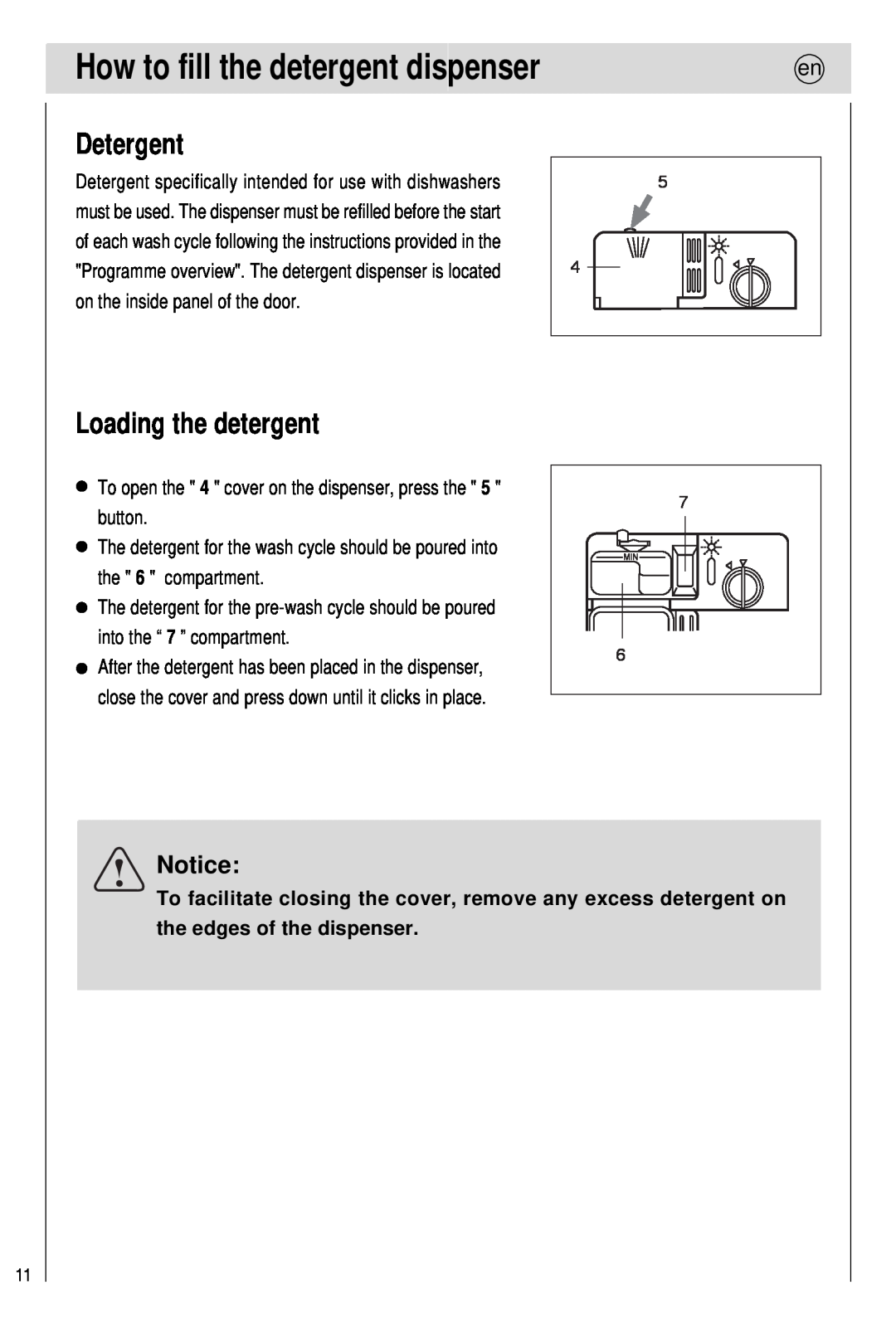 Haier 0120505609 manual How to fill the detergent dispenser, Detergent, Loading the detergent 