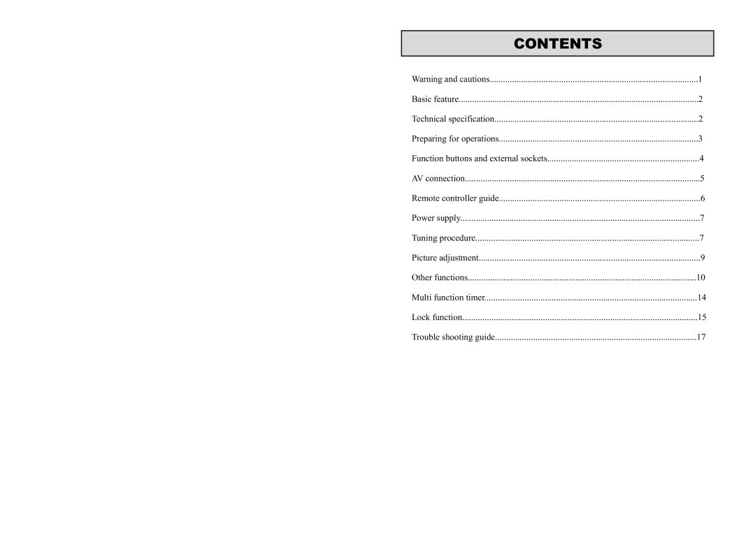 Haier 21F9B-S, 21T9B-S manual Contents 