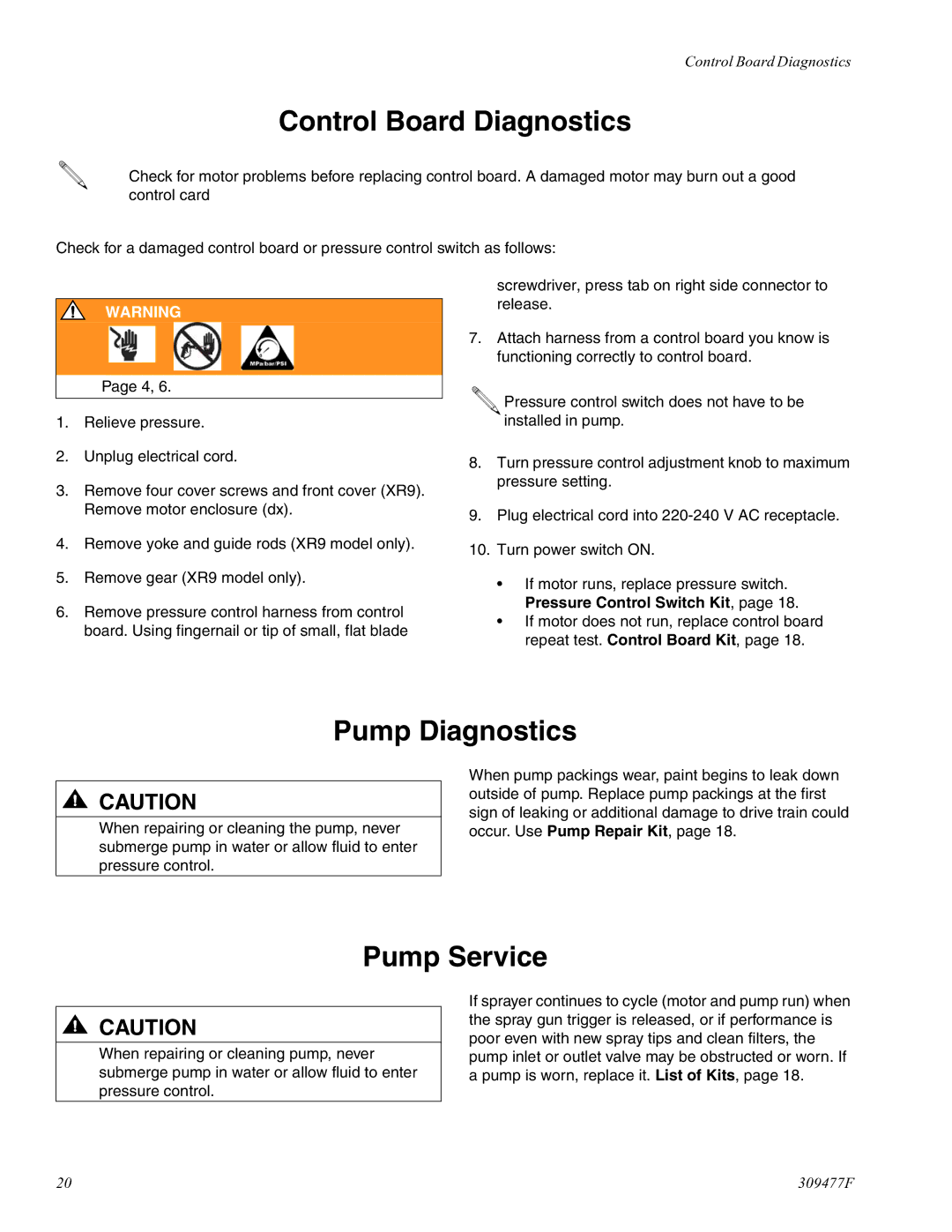 Haier 232738 specifications Control Board Diagnostics, Pump Diagnostics, Pump Service 