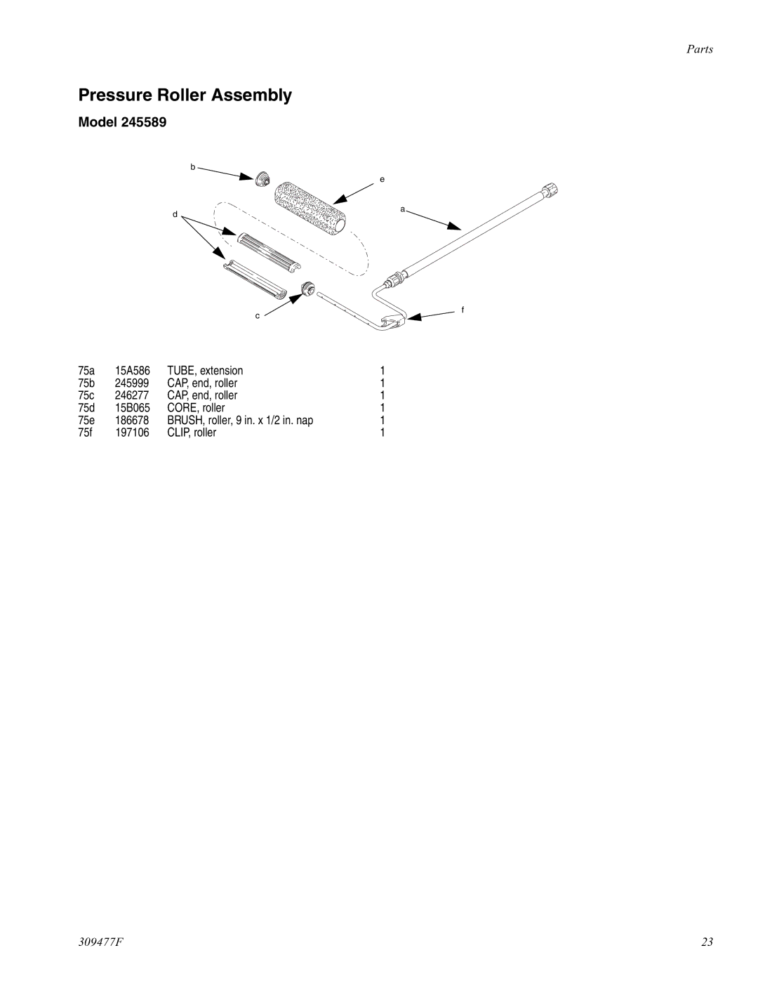 Haier 232738 specifications Pressure Roller Assembly, Model 