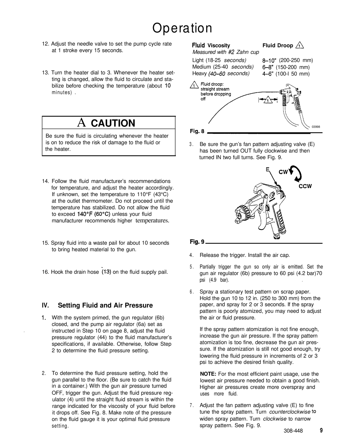 Haier 237410 manual IV. Setting Fiuid and Air Pressure, Measured with #2 Zahn cup 