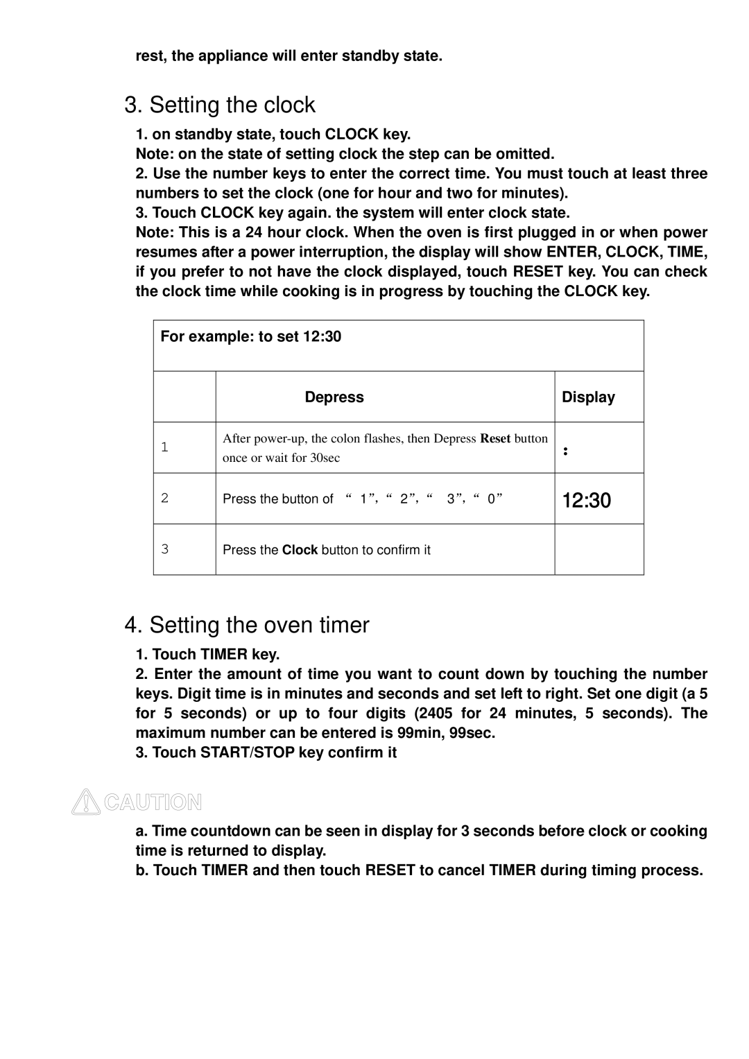 Haier 23PG27 manual Setting the clock, Setting the oven timer 