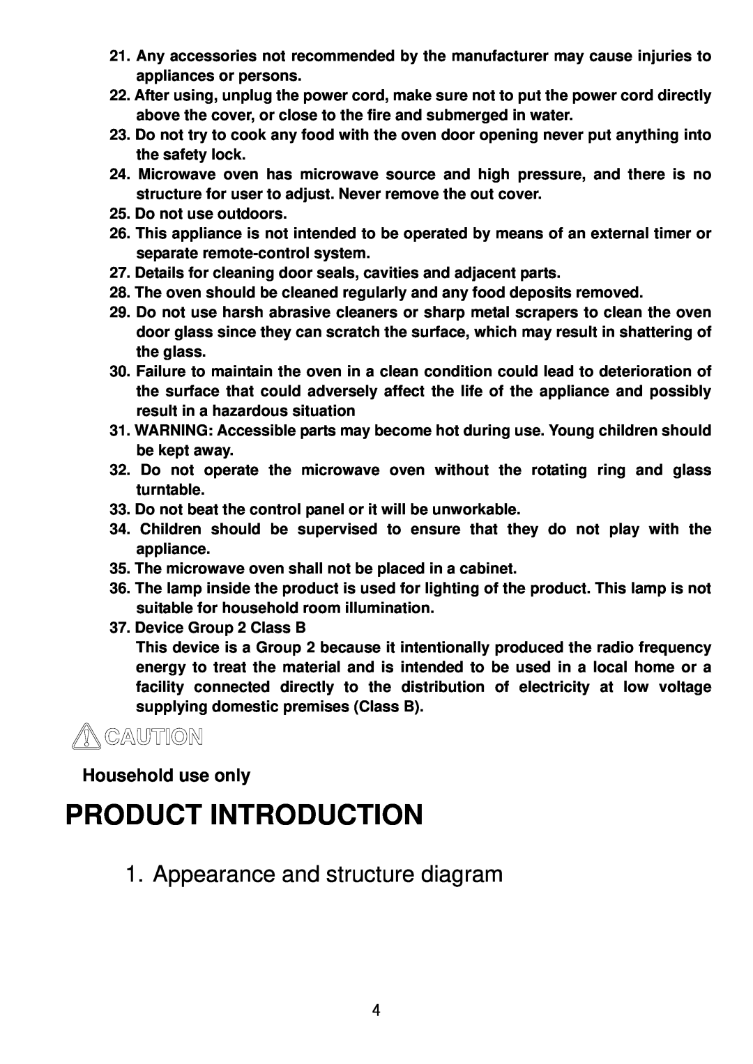Haier 23PG27 manual Product Introduction, Appearance and structure diagram, Household use only 