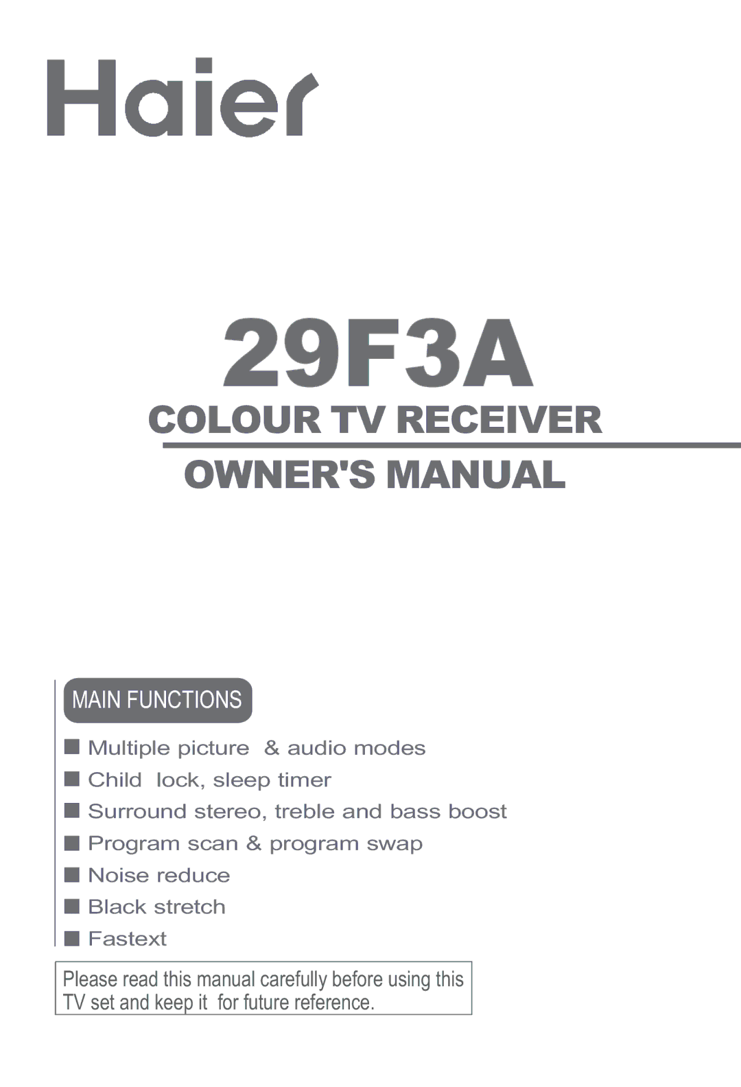 Haier 29F3A manual 