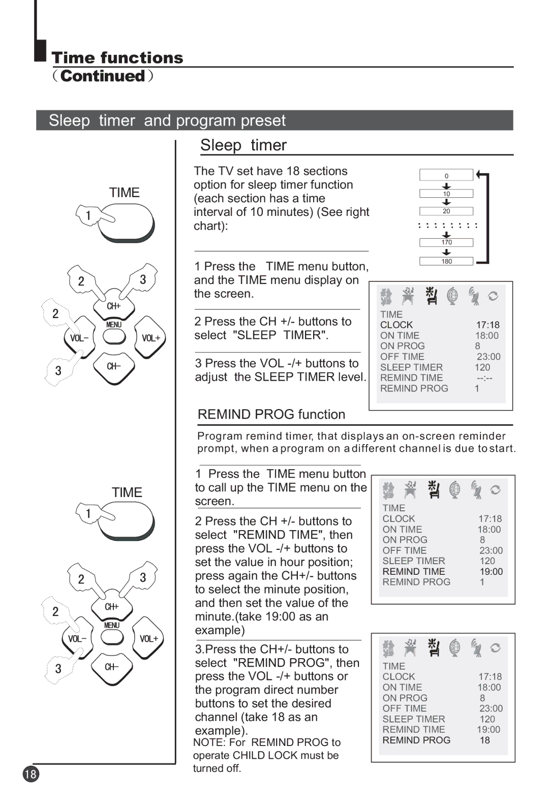 Haier 29F3A manual Sleep timer and program preset 