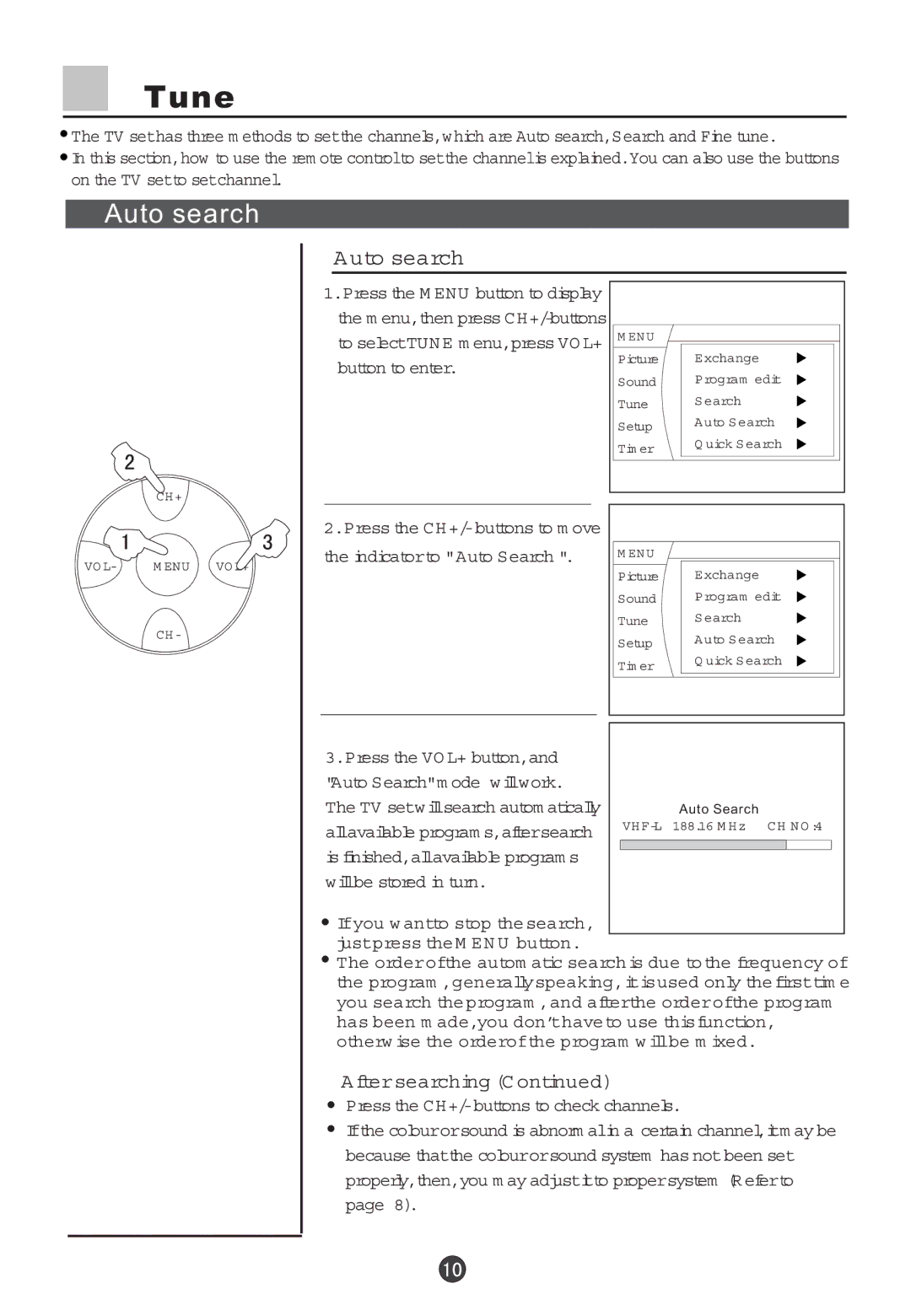 Haier 34F5D, 29F5D owner manual Auto search, Uto search, Ftersearching C ontinued 