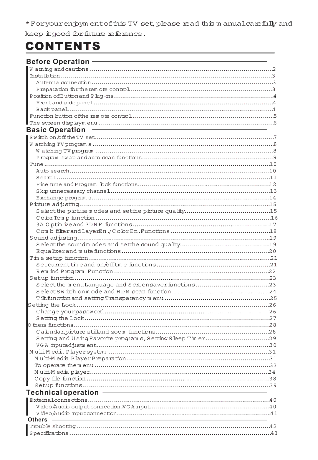 Haier 29F5D, 34F5D owner manual Contents 