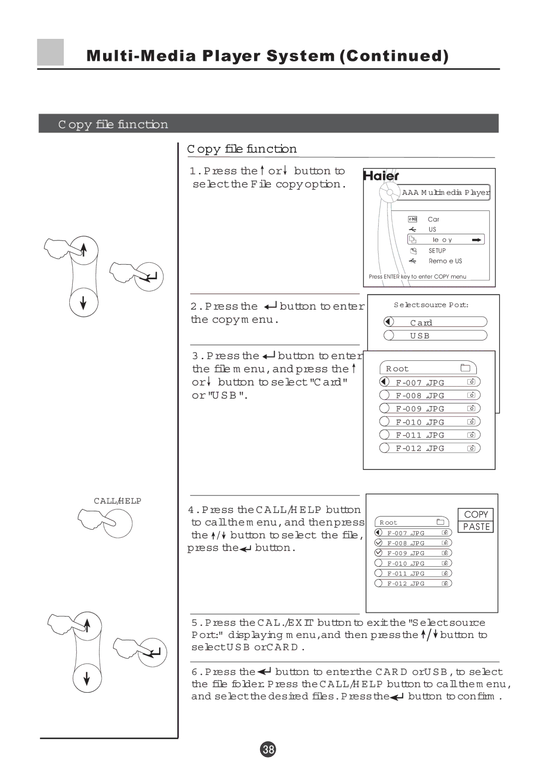 Haier 34F5D, 29F5D owner manual Copy m enu, OrU SB 