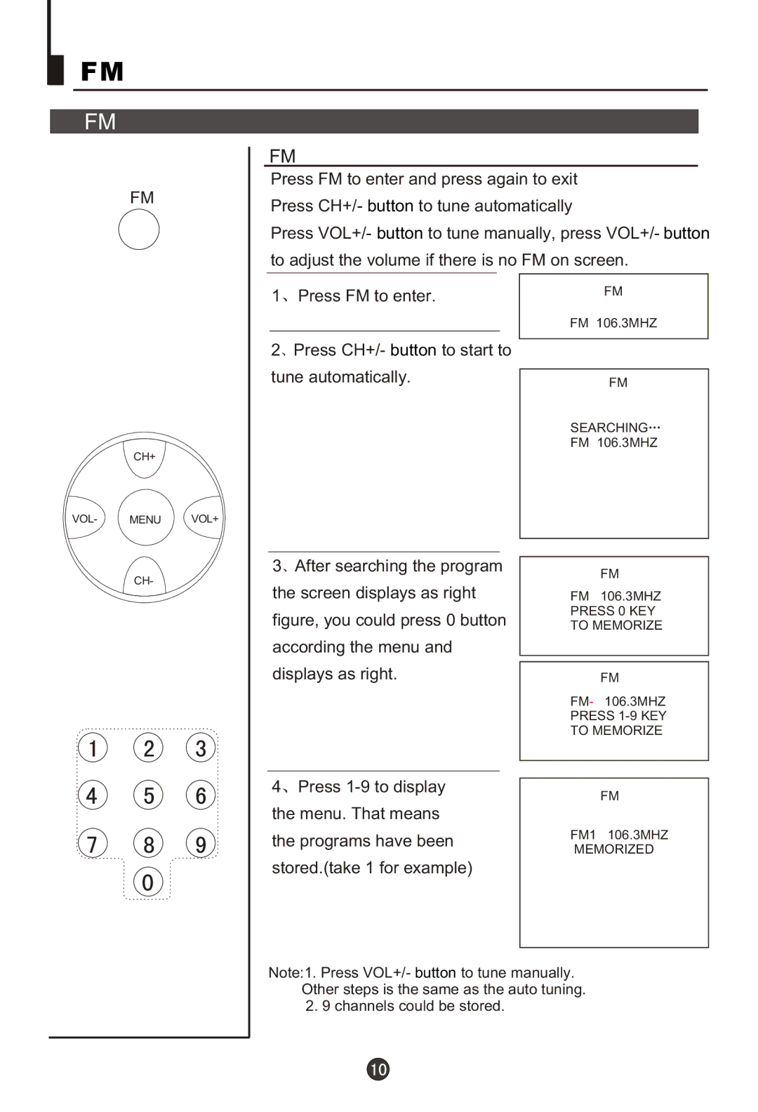 Haier 29FA10-AM owner manual Searching FM 106.3MHZ 