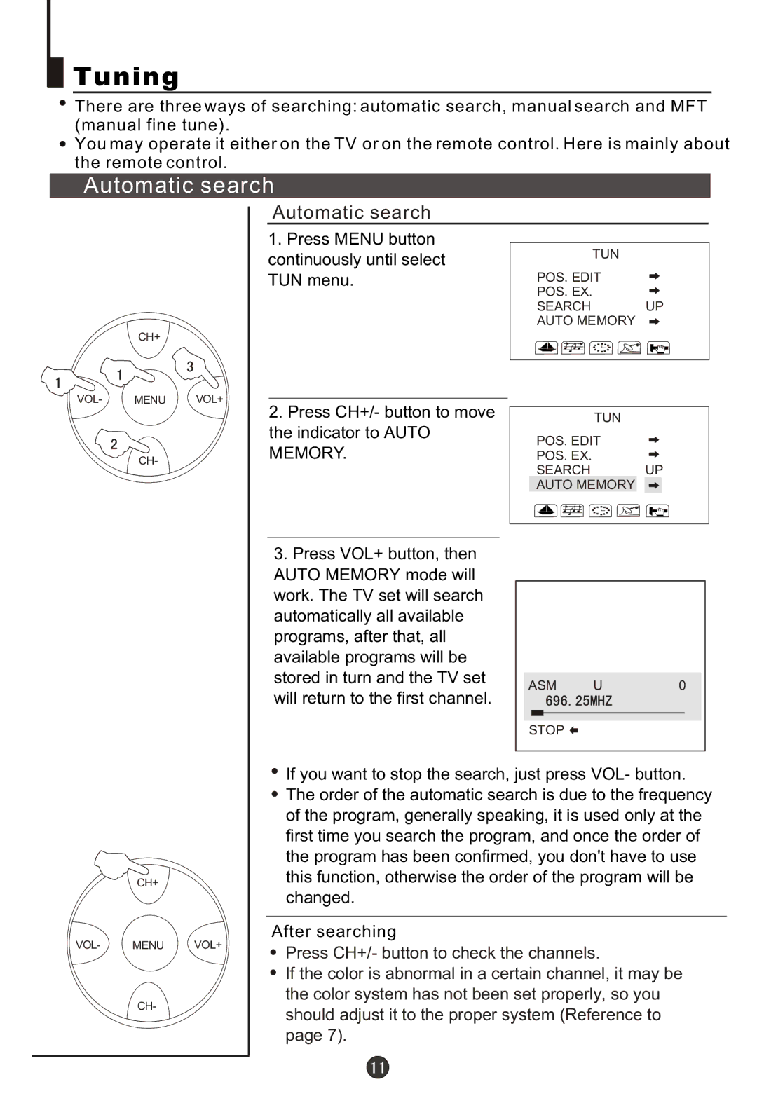 Haier 29FA10-AM owner manual Tuning, Automatic search 