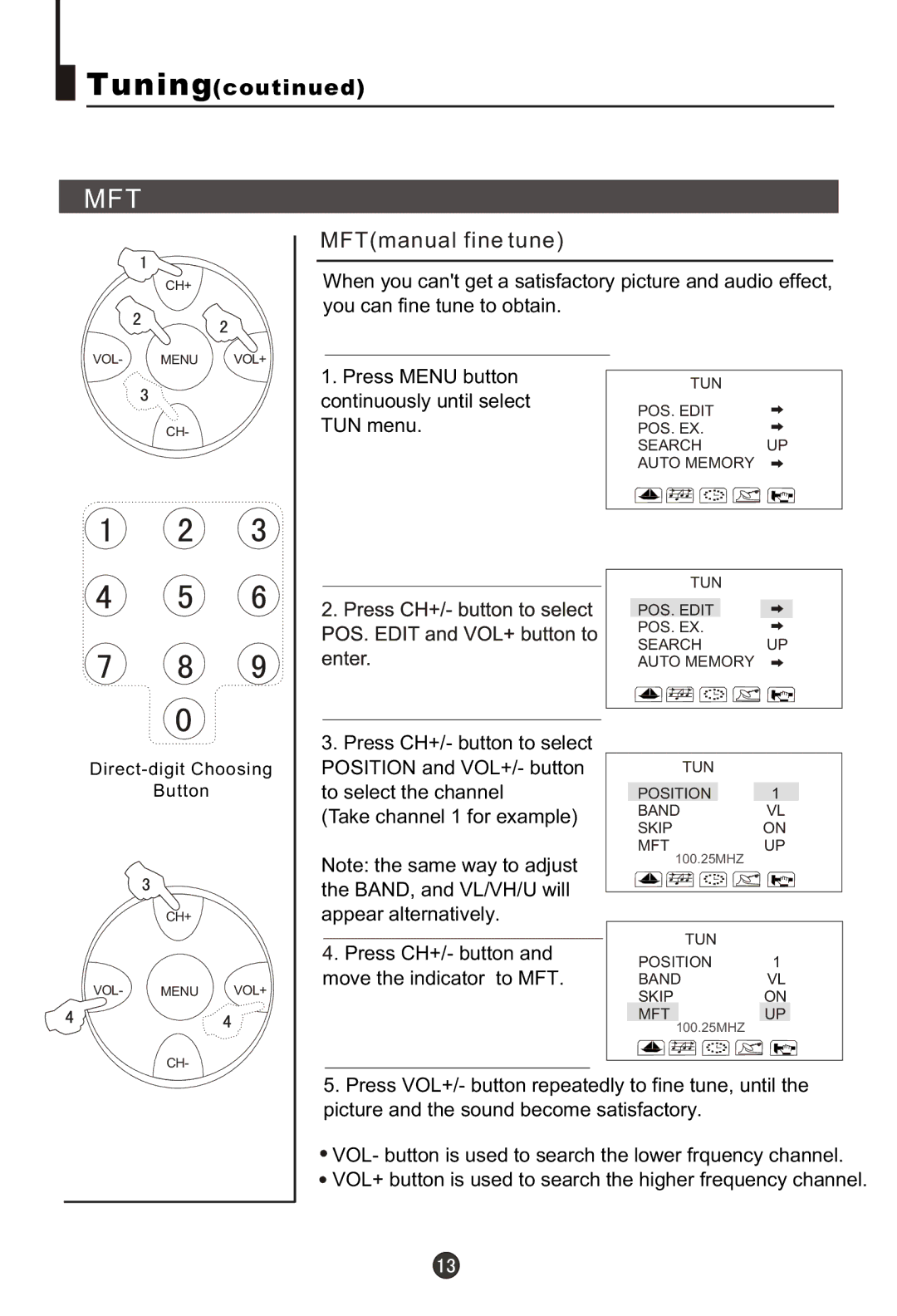 Haier 29FA10-AM owner manual Mft, MFTmanual fine tune 