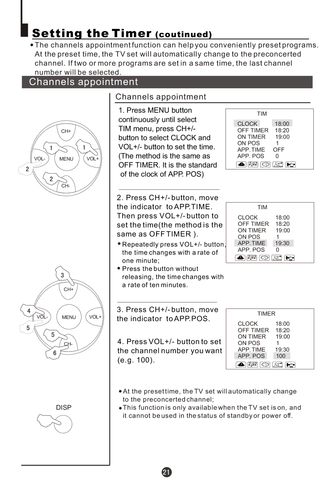 Haier 29FA10-AM owner manual Channels appointment 