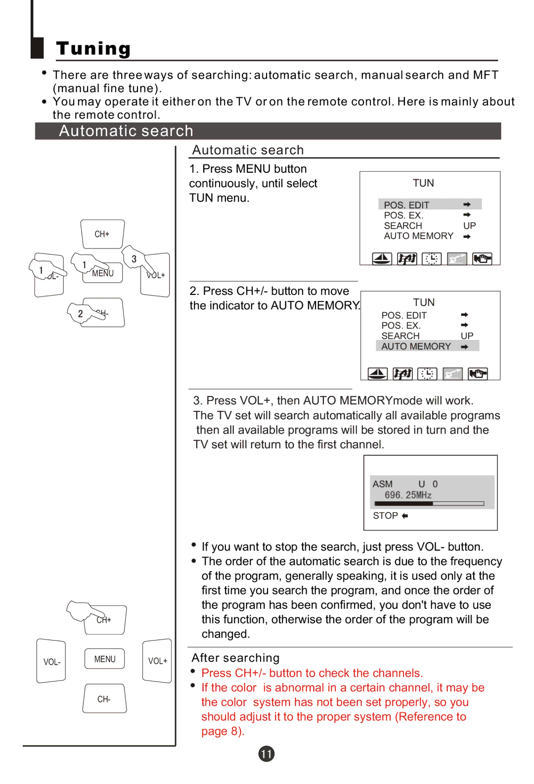 Haier 29FA18, 29MT1 owner manual Tuning, Automatic search 