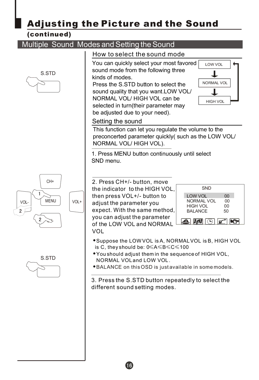 Haier 29MT1 Adjusting the Picture and the Sound, Multiple Sound Modes and Setting the Sound, How to select the sound mode 