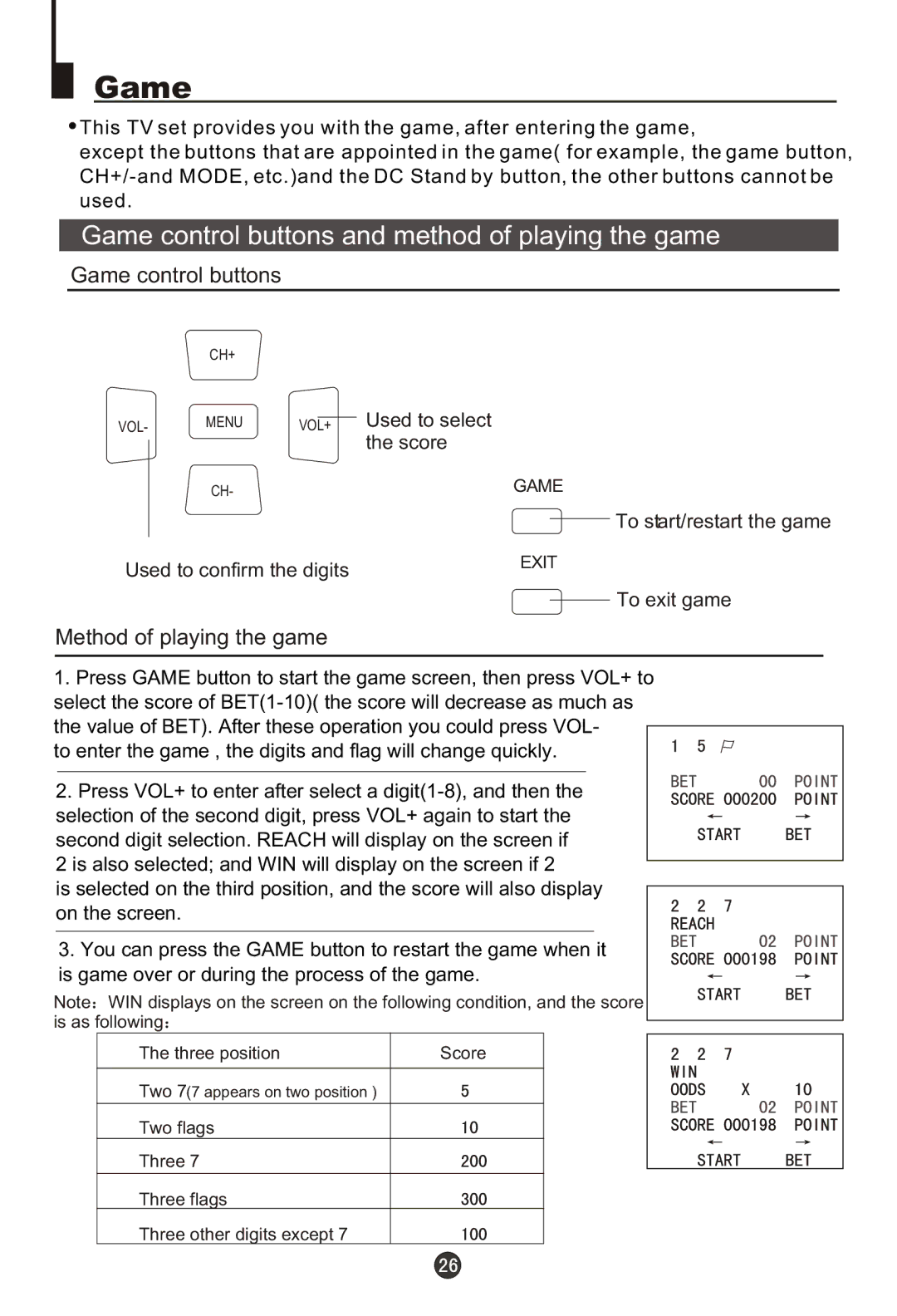 Haier 29MT1, 29FA18 owner manual Game control buttons and method of playing the game, Method of playing the game 