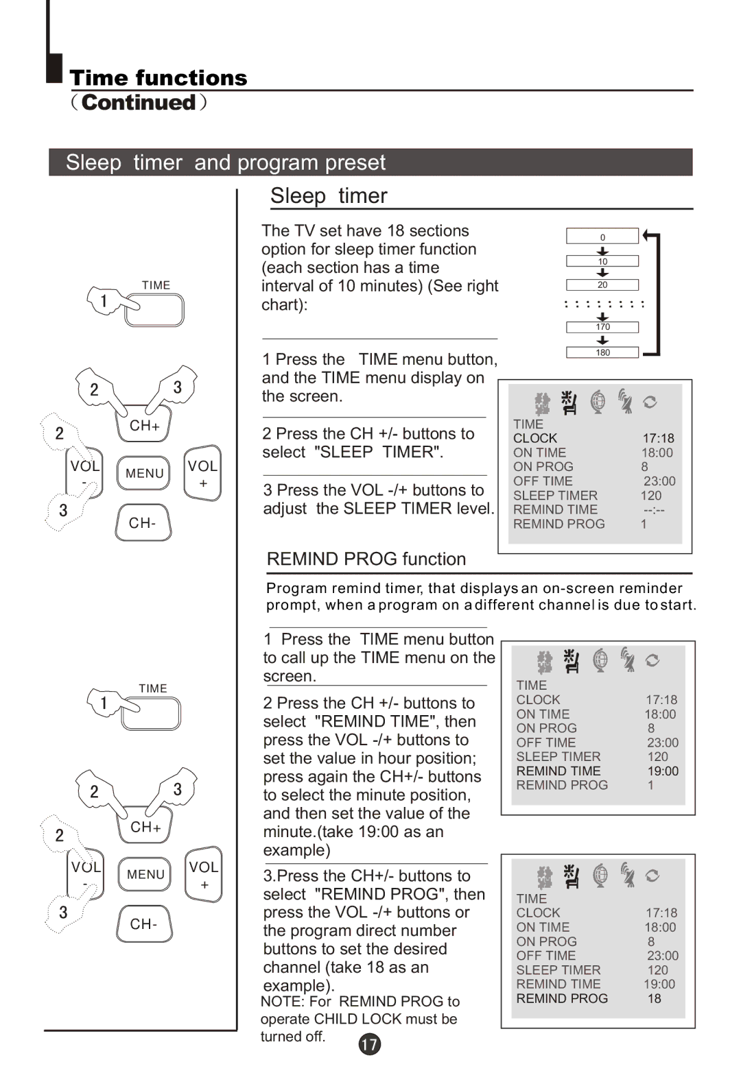 Haier 29T9D-P, 29F9D-P owner manual Sleep timer and program preset 