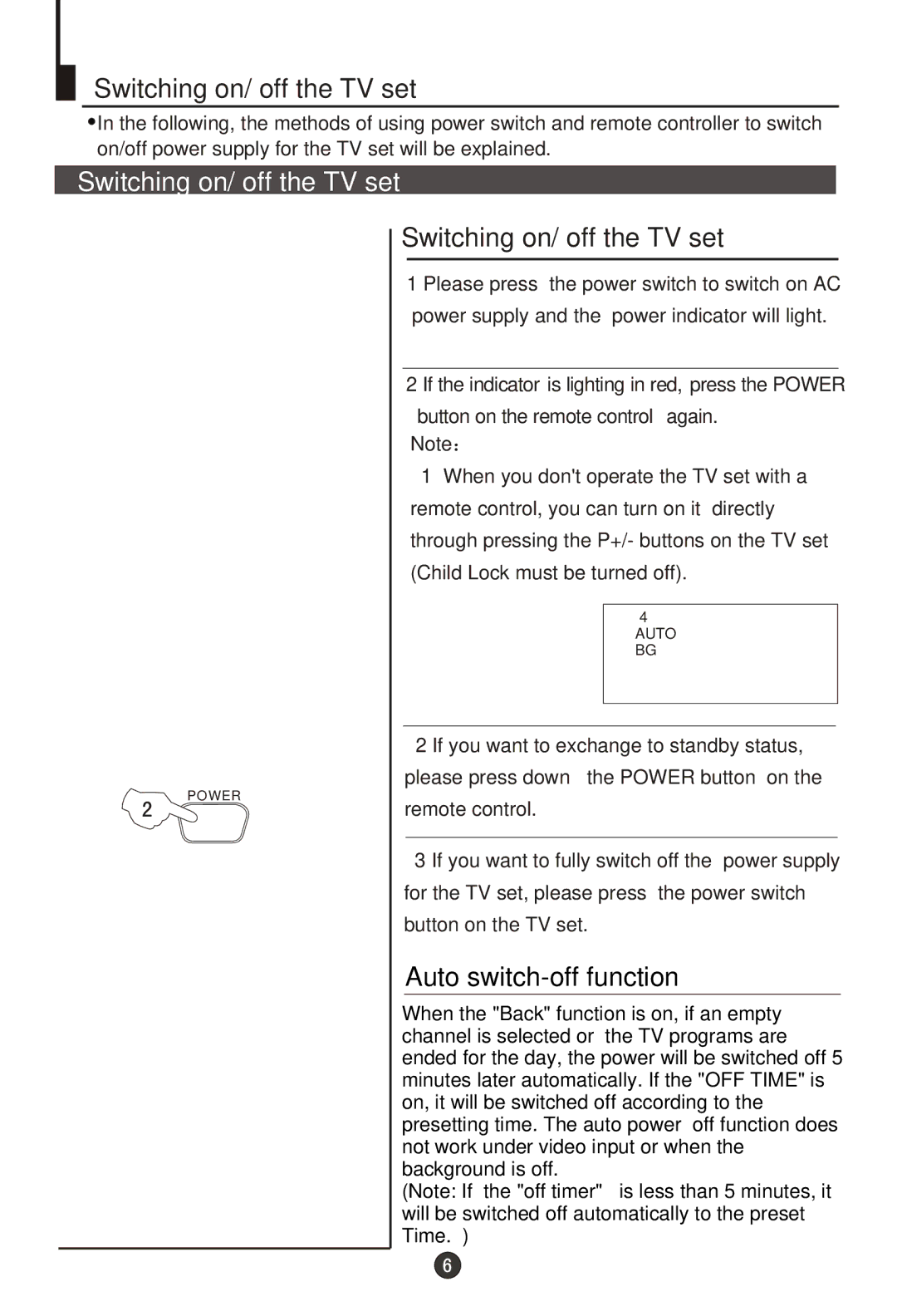 Haier 29T9D-P, 29F9D-P owner manual Switching on/ off the TV set 