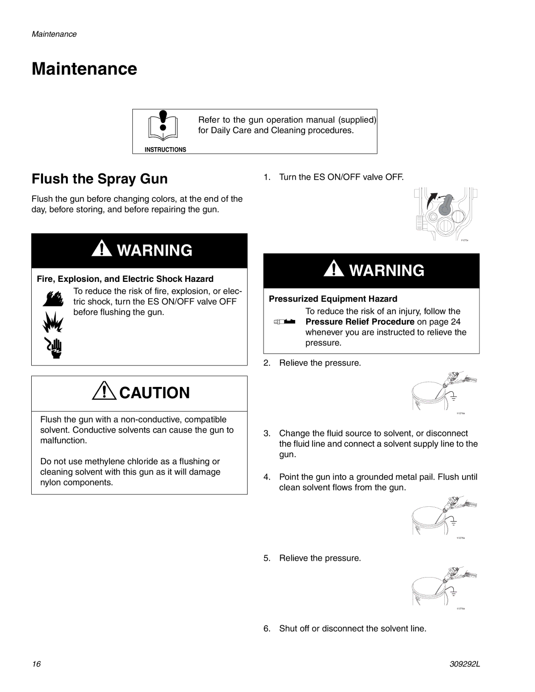 Haier 309292L important safety instructions Maintenance, Flush the Spray Gun 