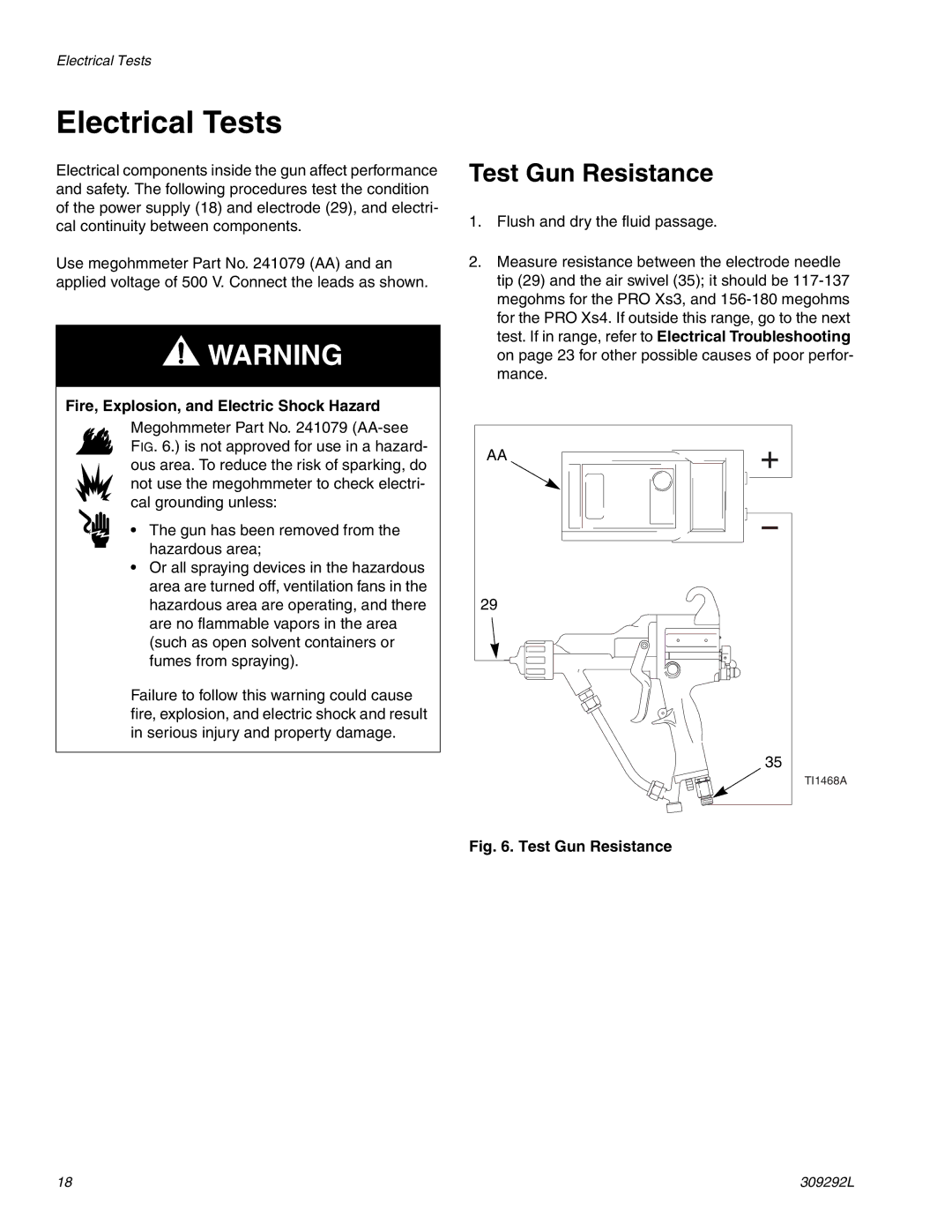 Haier 309292L important safety instructions Electrical Tests, Test Gun Resistance 