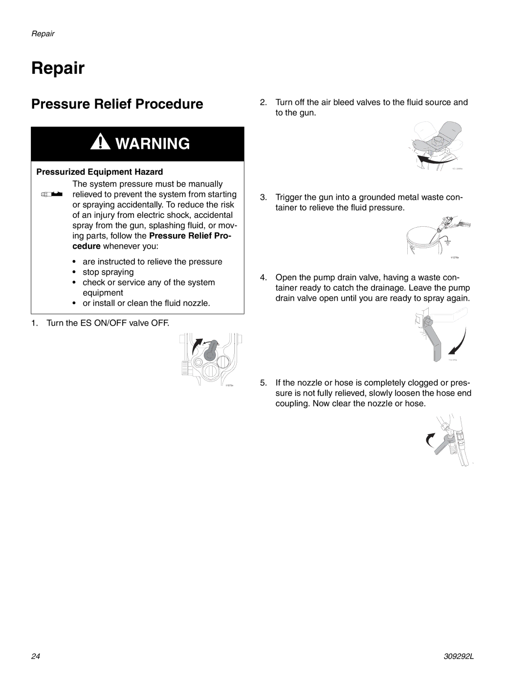 Haier 309292L important safety instructions Repair, Pressure Relief Procedure 